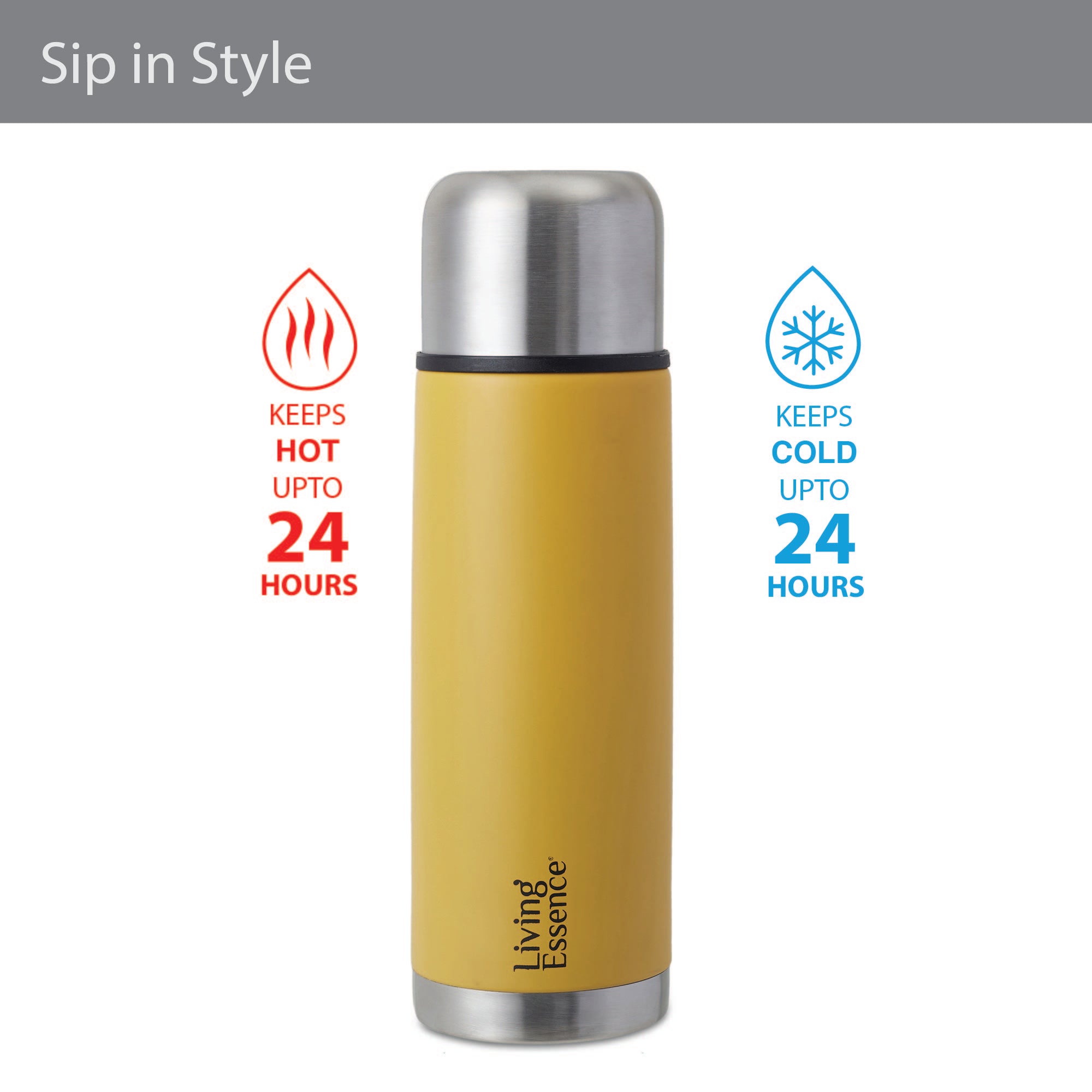 Fiesta Thermosteel Puro Vaccum Flask Combo Set of 2 in Mustard Colour