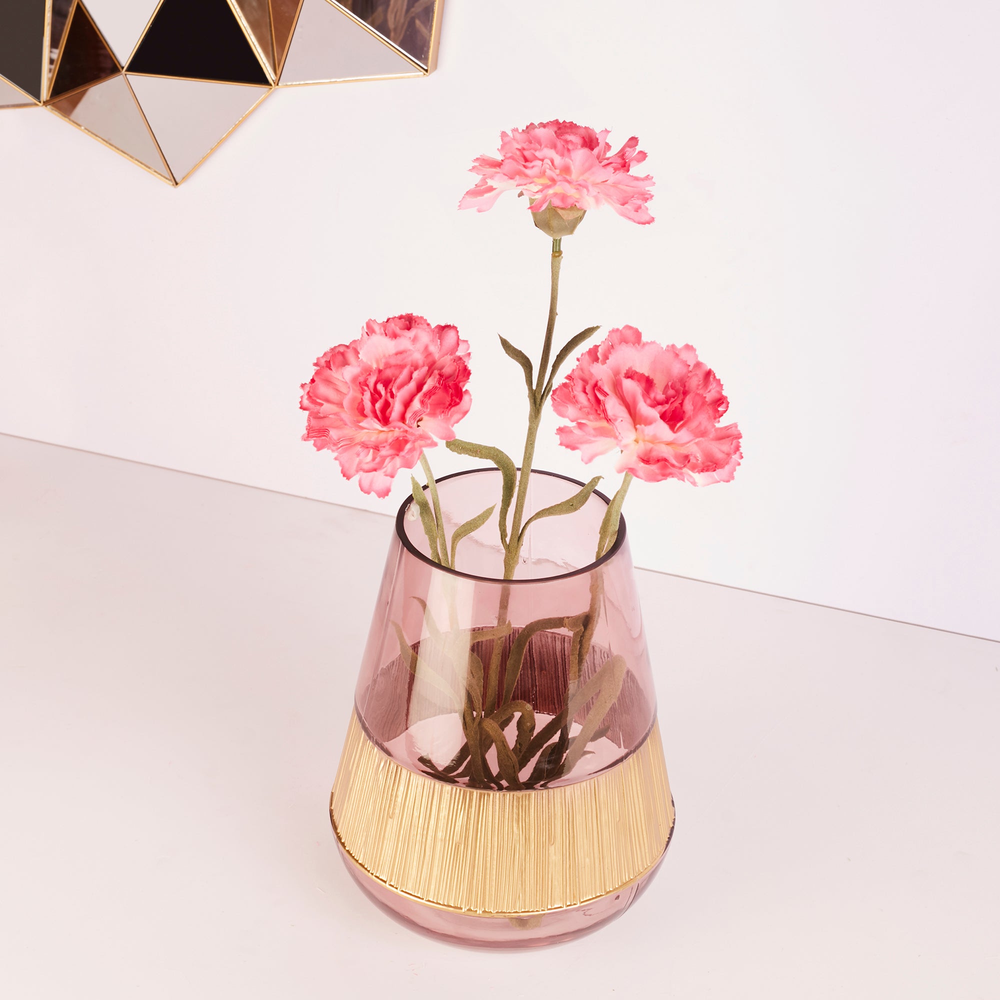 Alena Oval Glass Vase 21Cm in Blush Colour