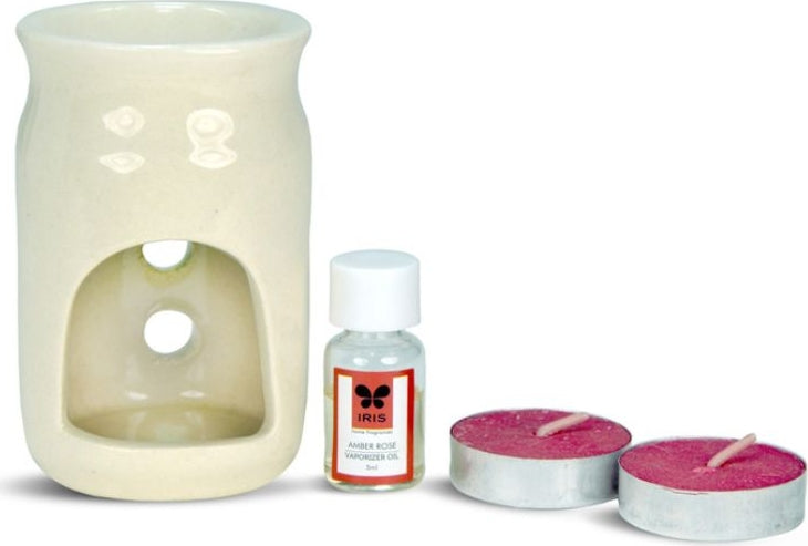 Vapourizer Set Ceramic 5Ml With 2 Tealights in Amber Rose Colour