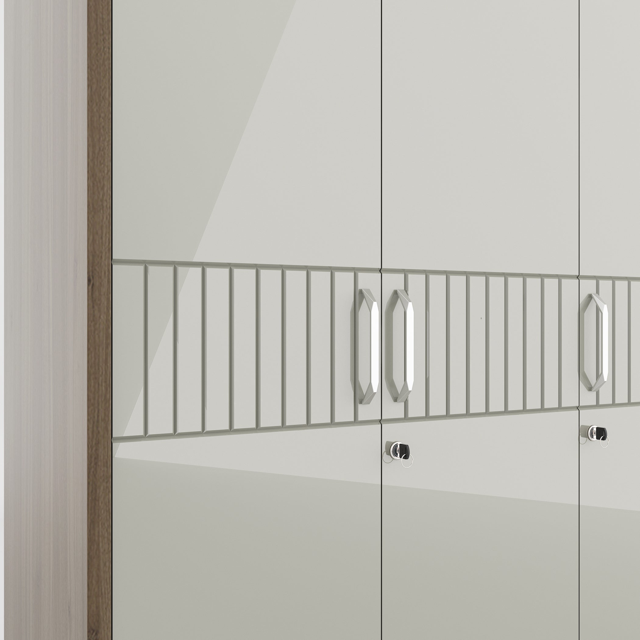 Cascade Three Door Wardrobe in Lyon walnut Colour