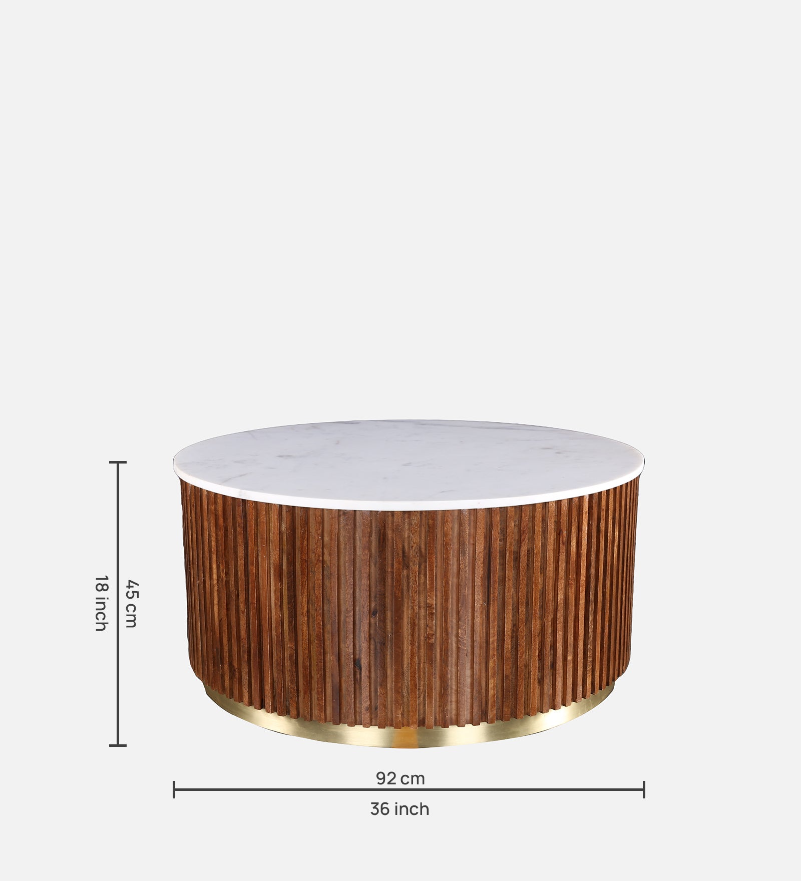 Luminara Marble Top Center Table in White and Gold Colour