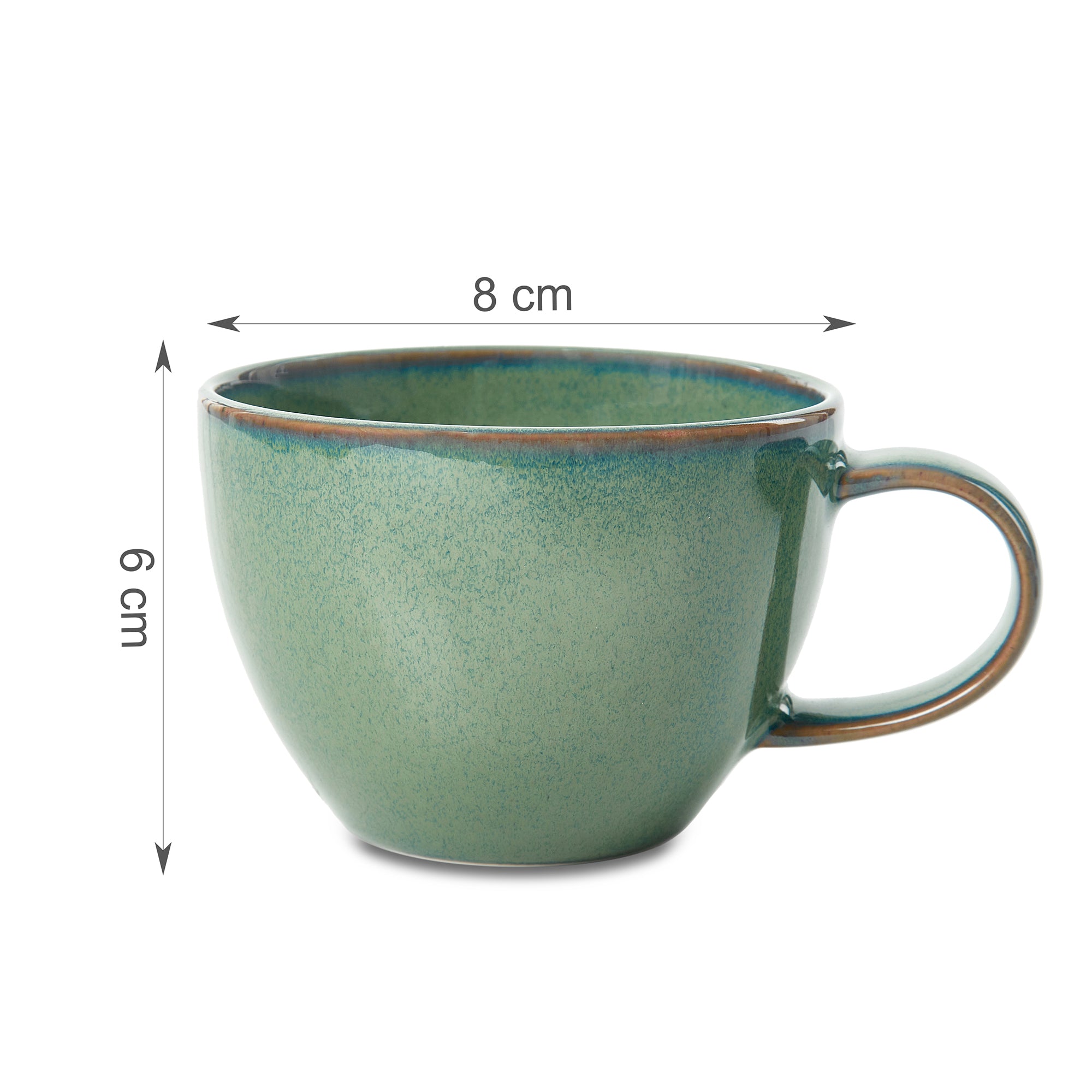 Hygge Studio Pottery Stoneware Cup & Saucer Set of 4 in Sage Green Colour