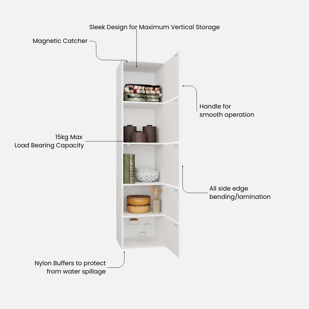 Albert Engineered Wood 5 Tier Cabinet in White Colour