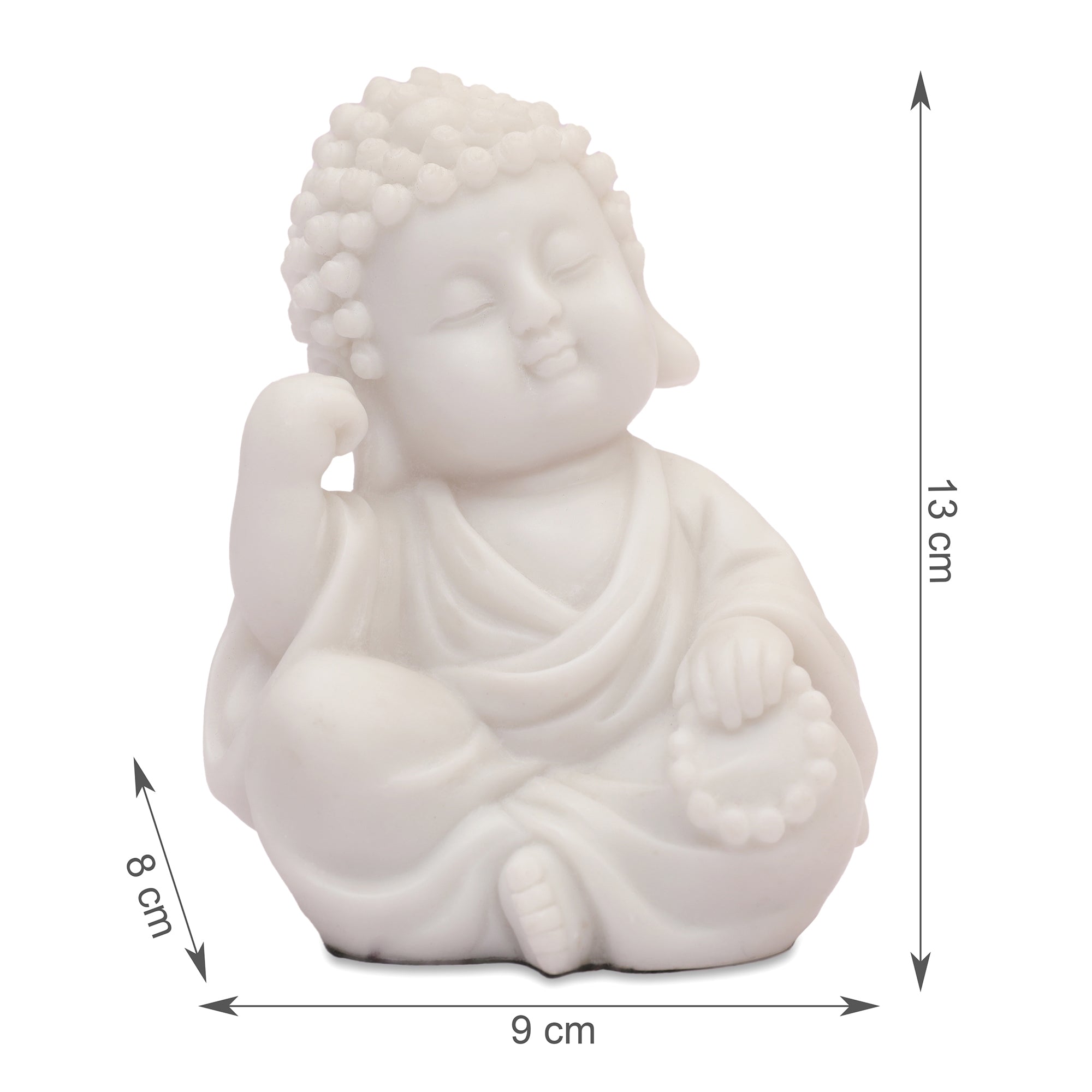 NAQSH SET OF 3PIECE MONK, POLYRESIN HAND FINISHED FIGURINE WHITE BY LIVNG ESSENCE