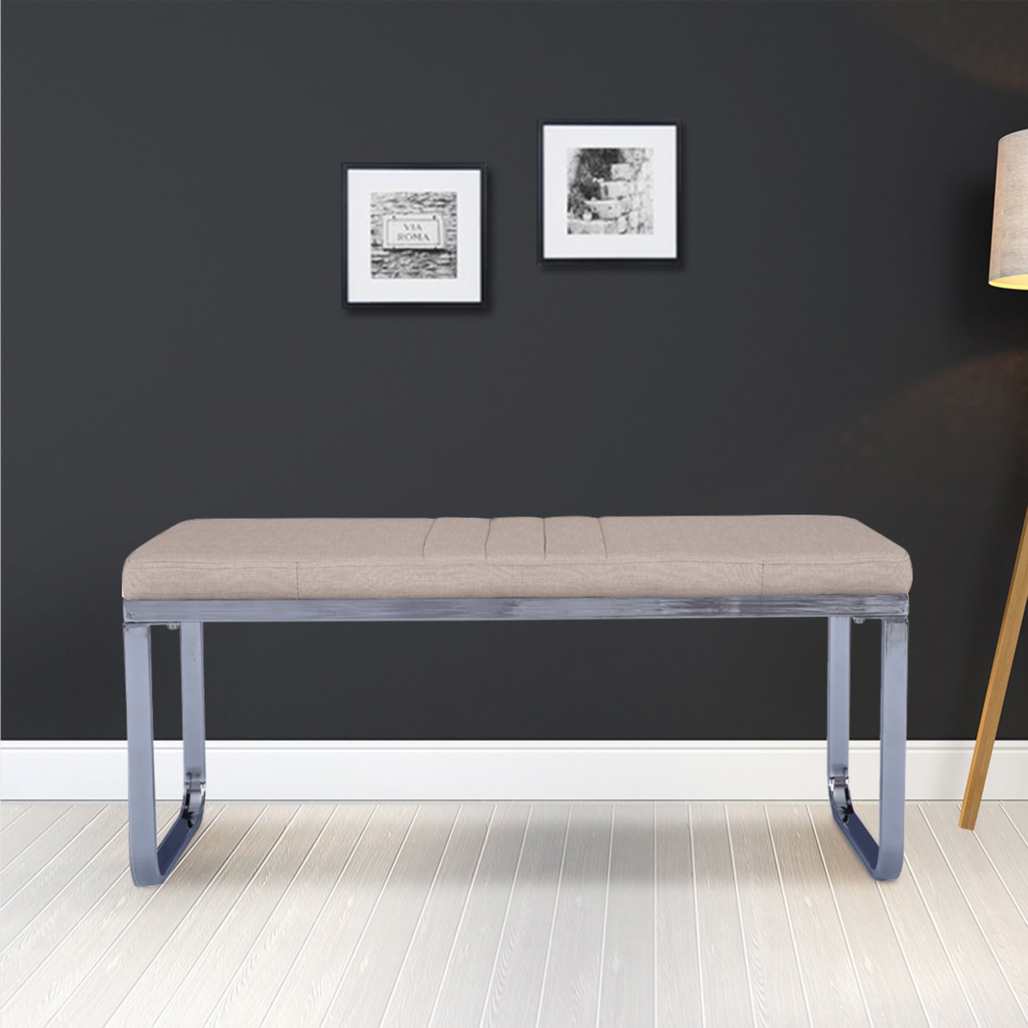 Opera Metal Dining Bench for 4 Seater in Beige Colour