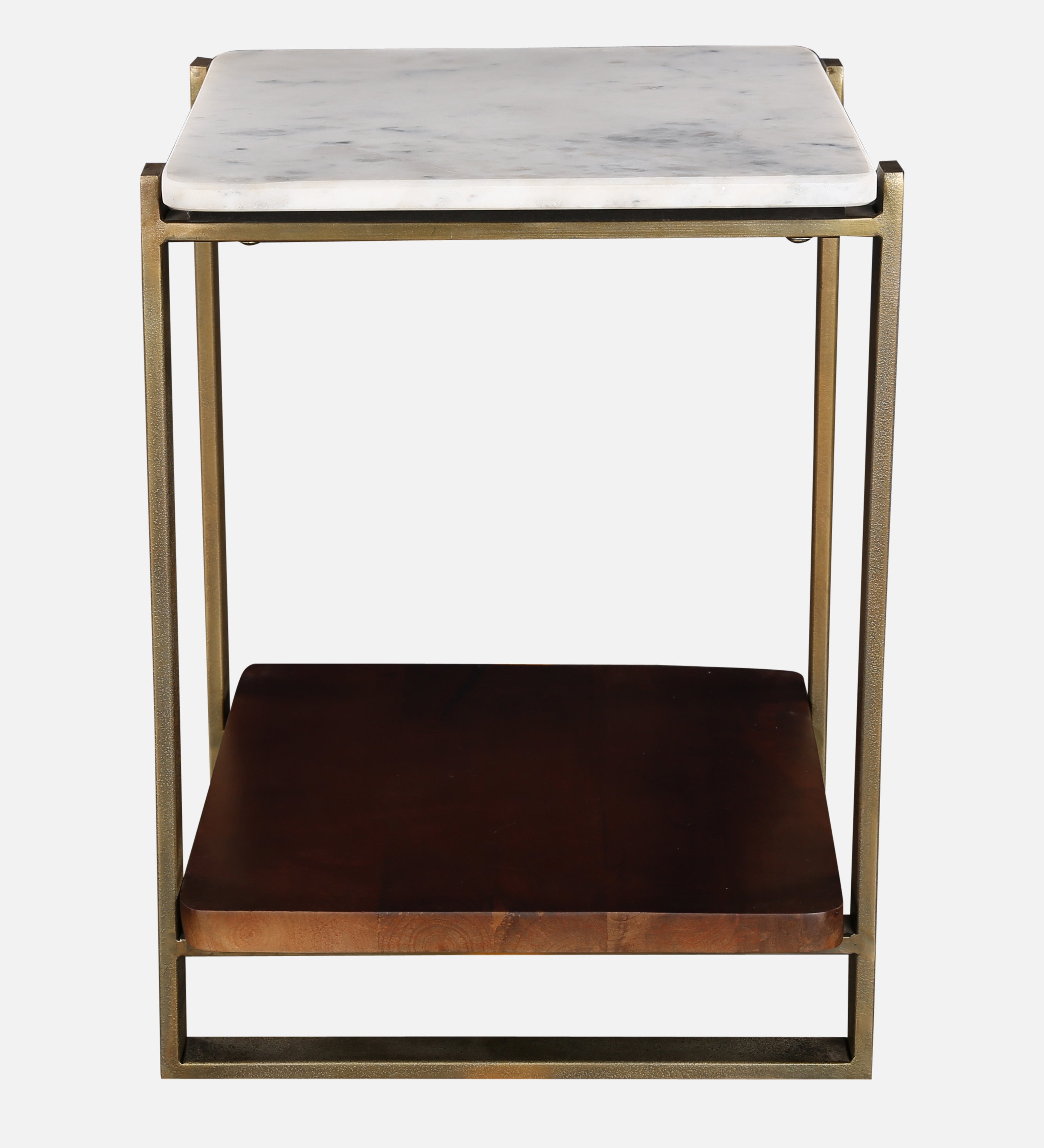Ellis Metal Side Table in White and Walnut Colour