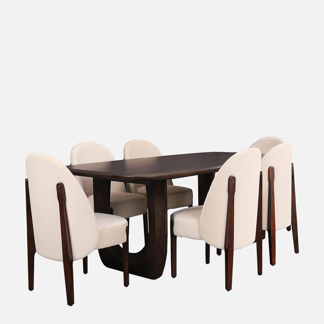 Cressida Solidwood Six Seater Dining Set in Walnut Colour