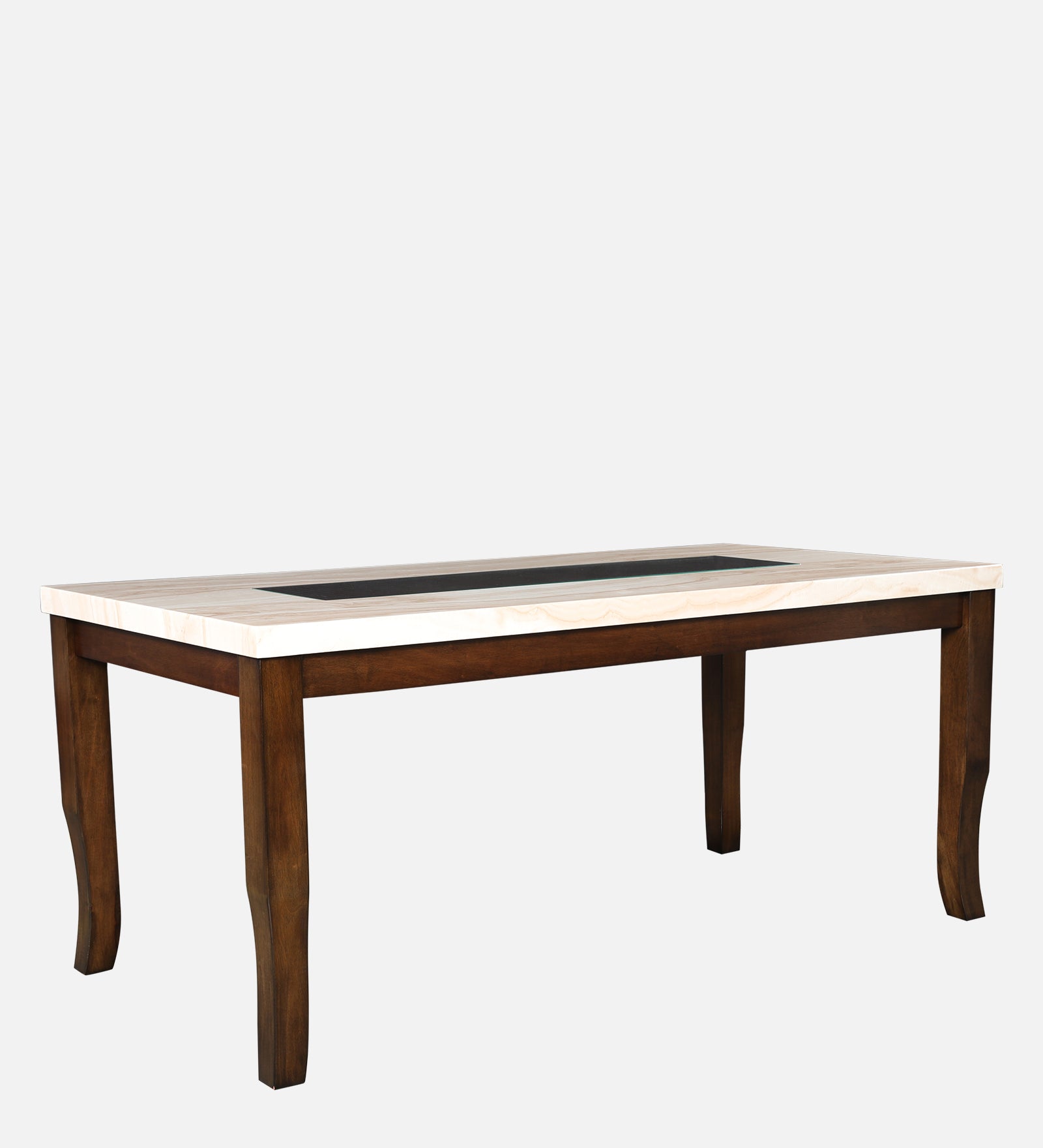Nexus Marble Finish Six Seater Dining Set With Bench in Antique Cherry Colour