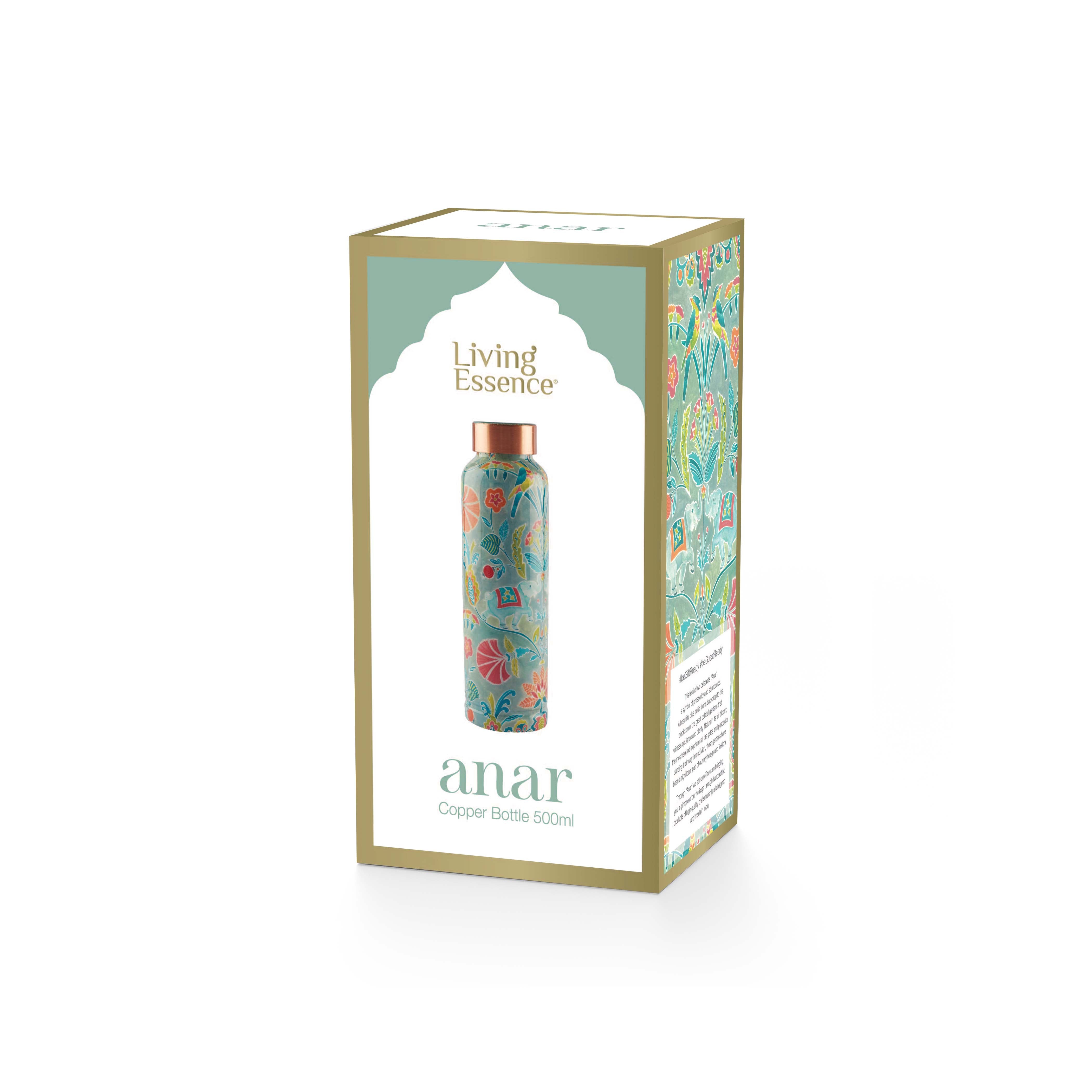 Anar Printed 1 Litre Copper Bottle Perfect Ayurvedic Copper Vessel For Sports, Fitness, Yoga - Natural Health Benefits in Multi Colour