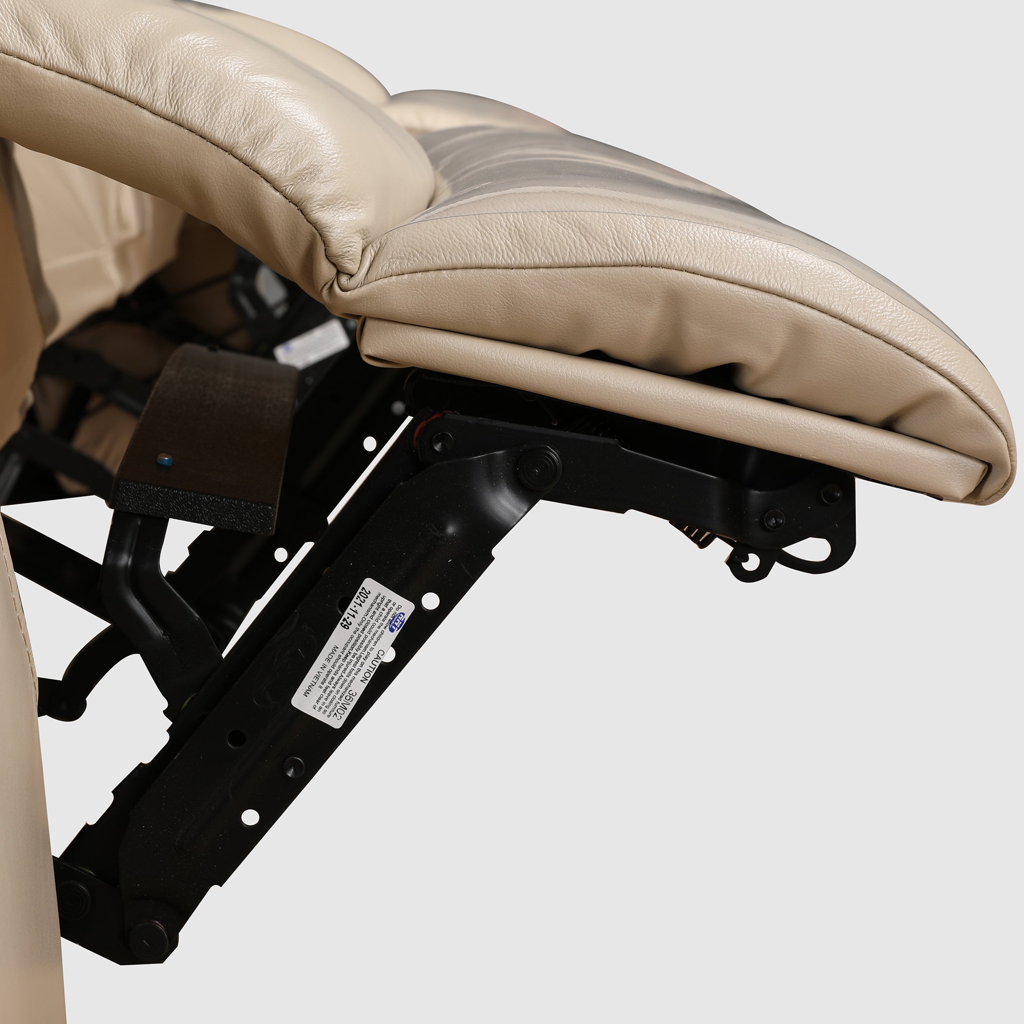 Plush Leather Three Seater Electric Recliner in Beige Colour