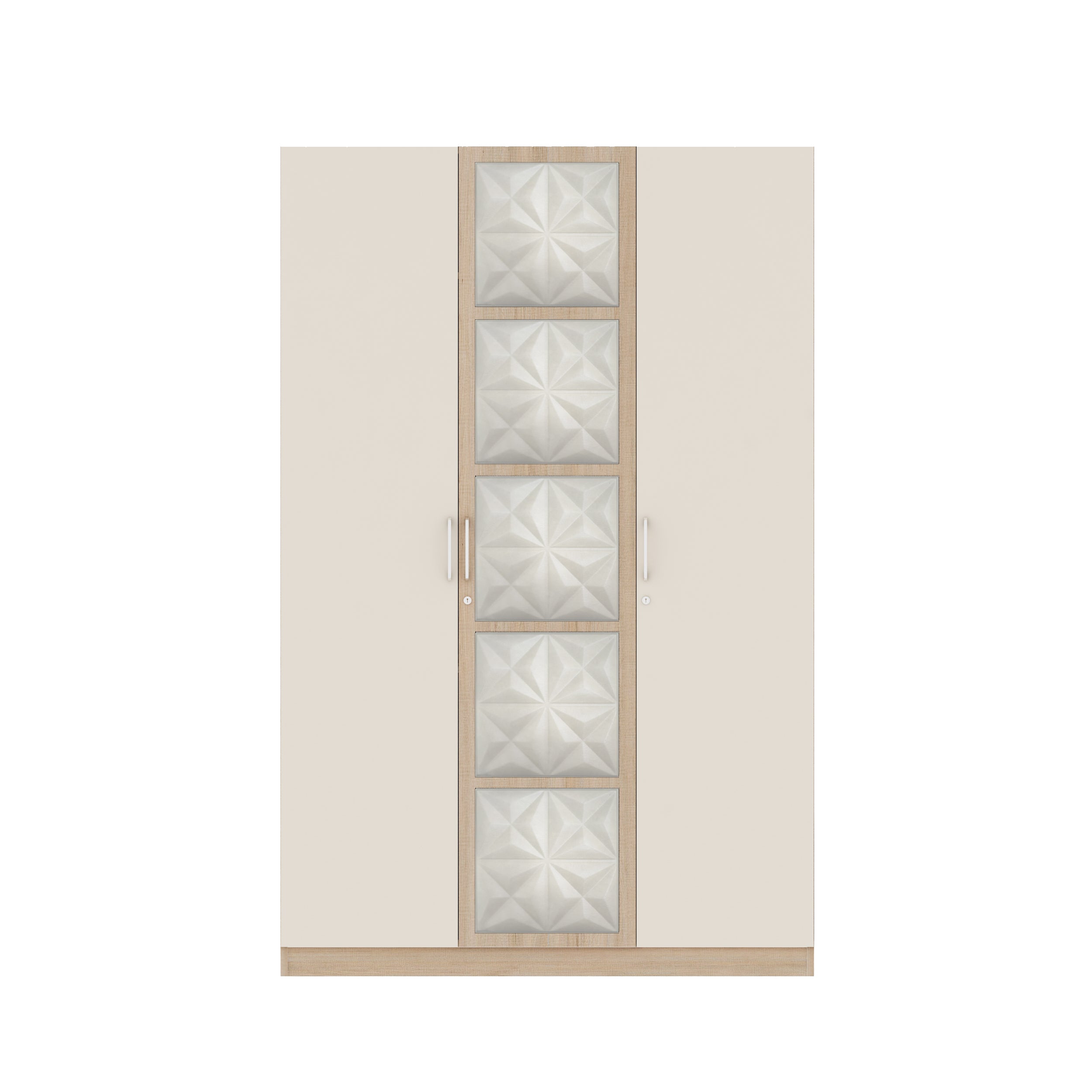 Jordan Three Door Wardrobe in Sonam Oak & White Colour
