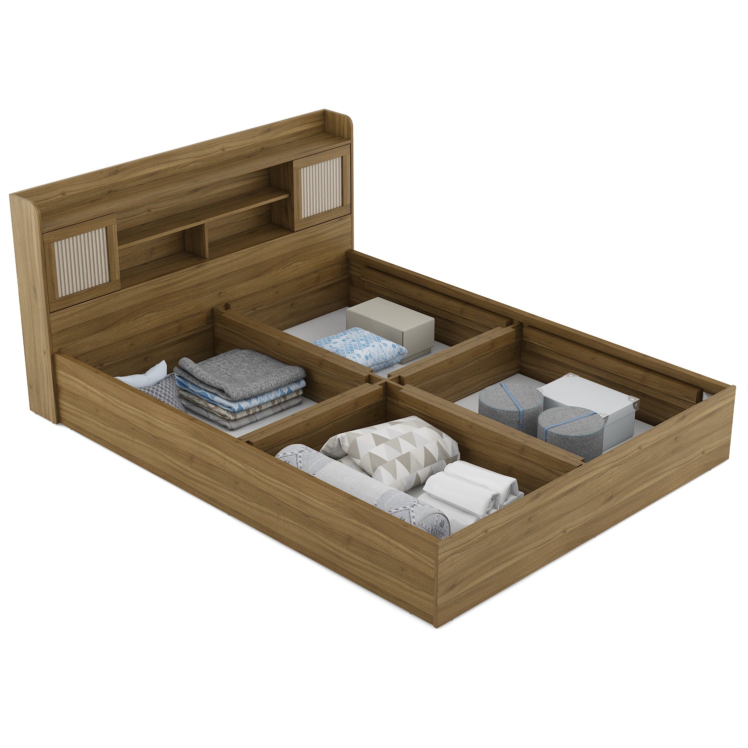 Diago King Bed Box Storage with Two Door Wardrobe Set