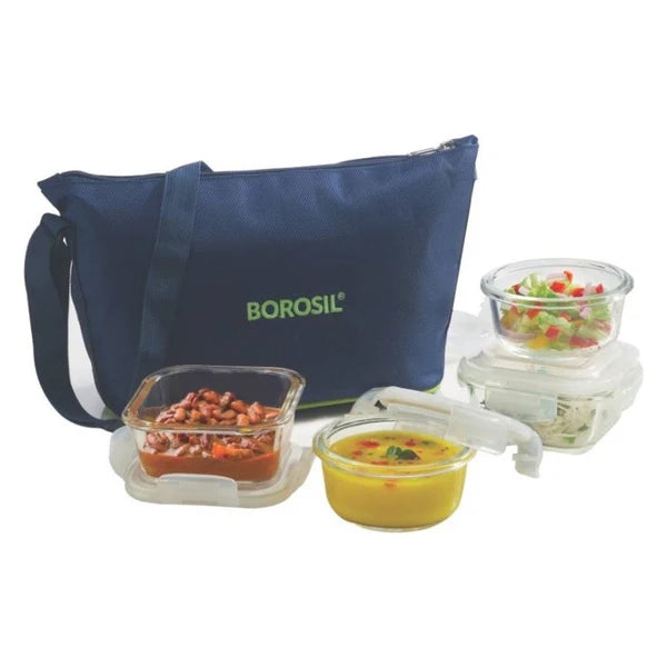 Borosil Daisy Lunch Box Set Of 4
