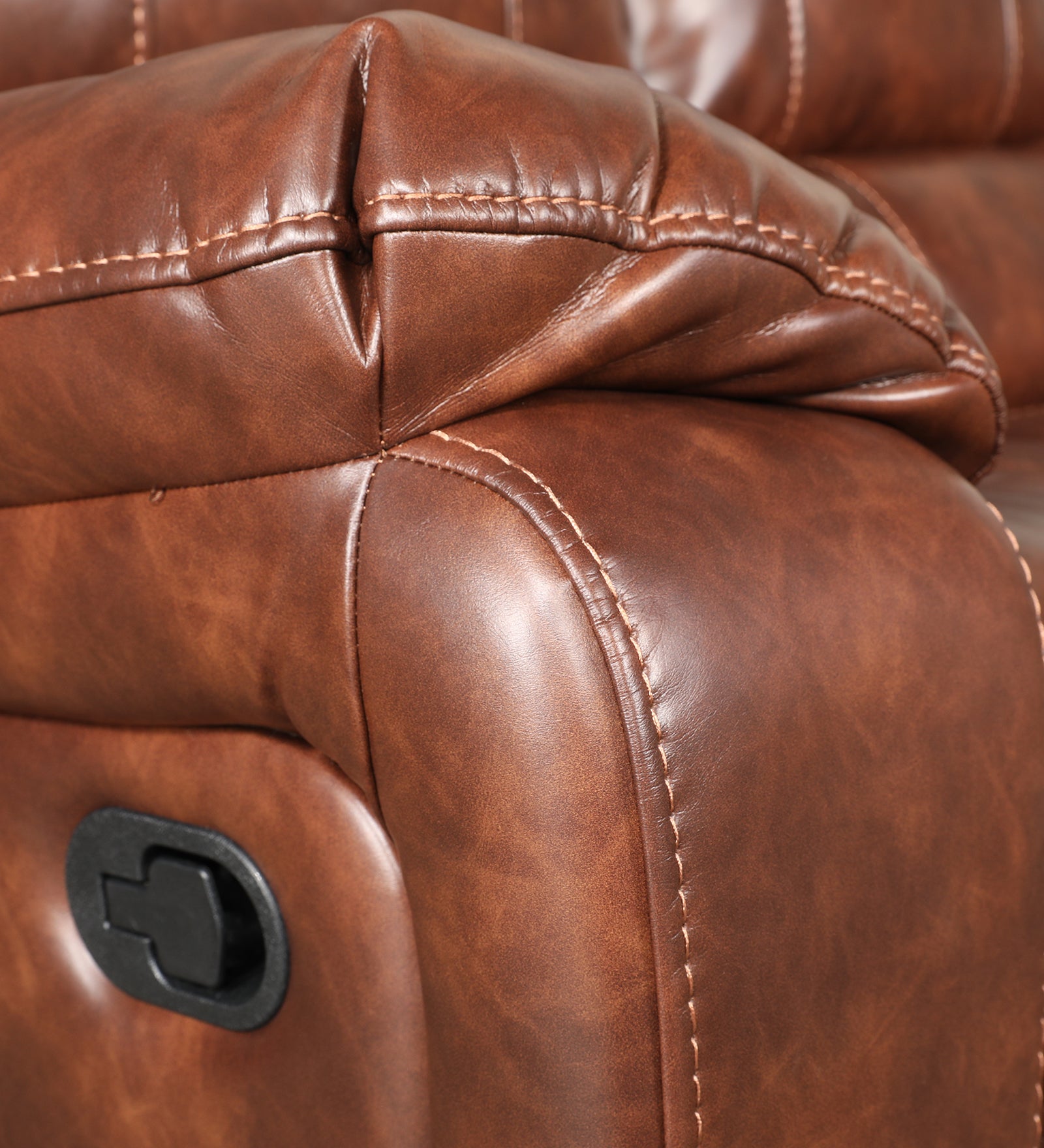 Urbano Leather Fabric Three Seater Recliner in Brown Colour