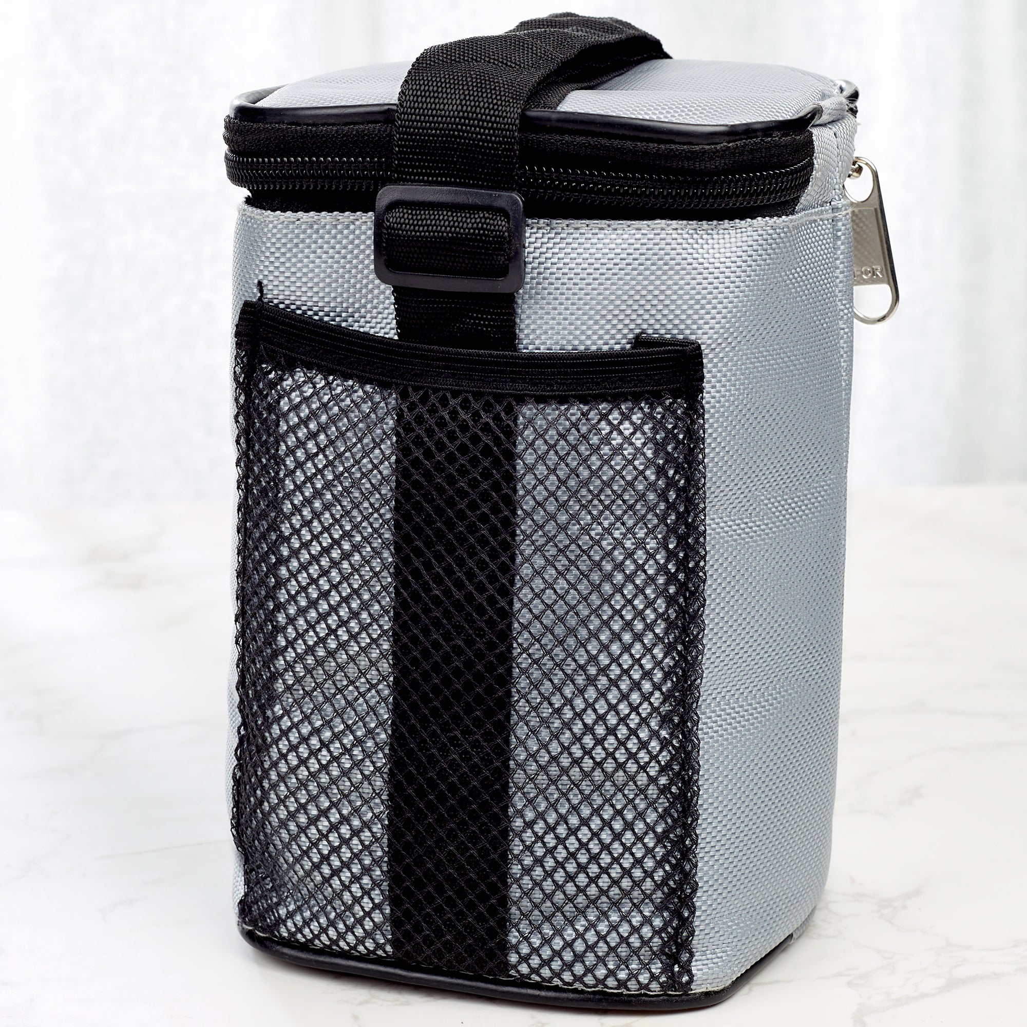 Microsafe 100% BPA Free Plastic & Stainless Steel Terra Lunch Box 400ml Set of 3 + Spoon + Carry Bag in Grey Colour