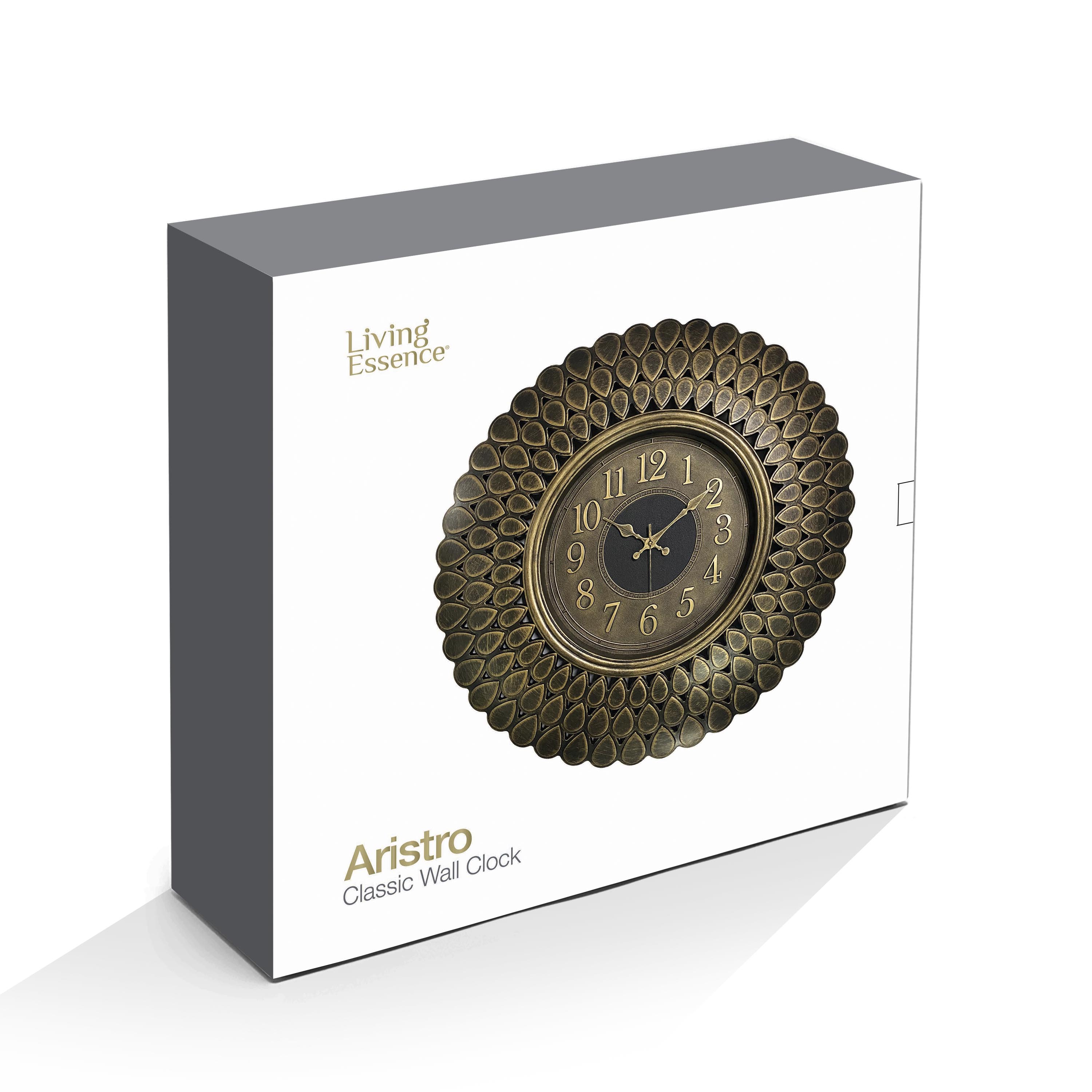 Aristo Classic Wall Clock with Antique Finish, Diameter 60cm in Gold Colour