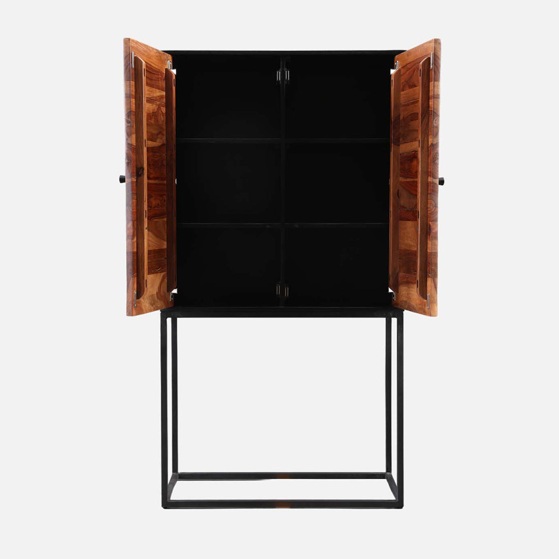 Sven Sheesham Wood(Rosewood) Storage Cabinets in Natural Sheesham & Black Colour