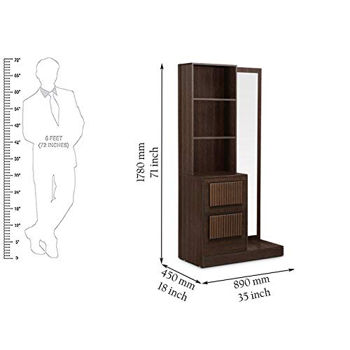 Tiago Engineered Wood Dressing Table with Mirror in Wenge Colour