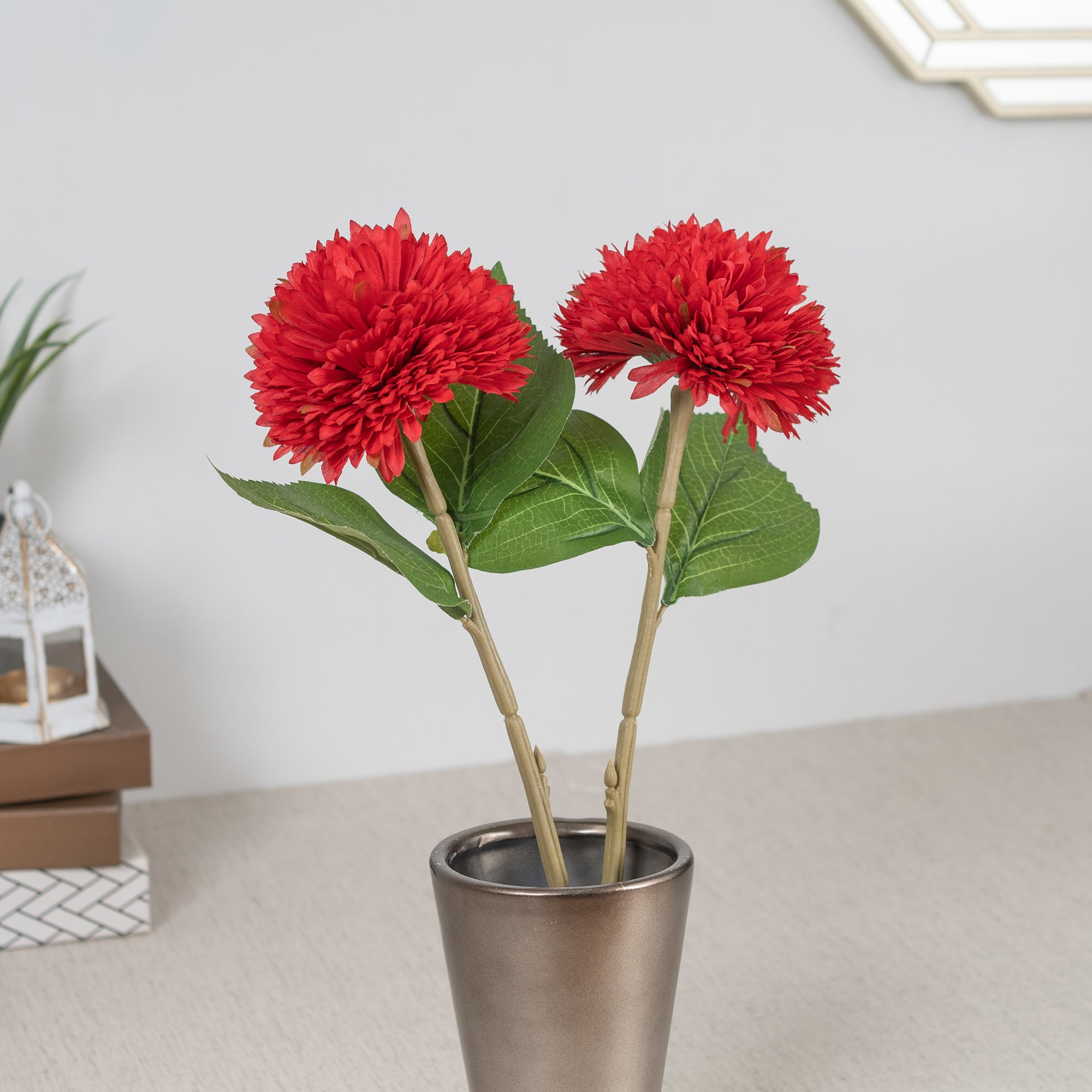 Elora Single Red Daisy Polyester Artificial Flower 42cm in Red Colour