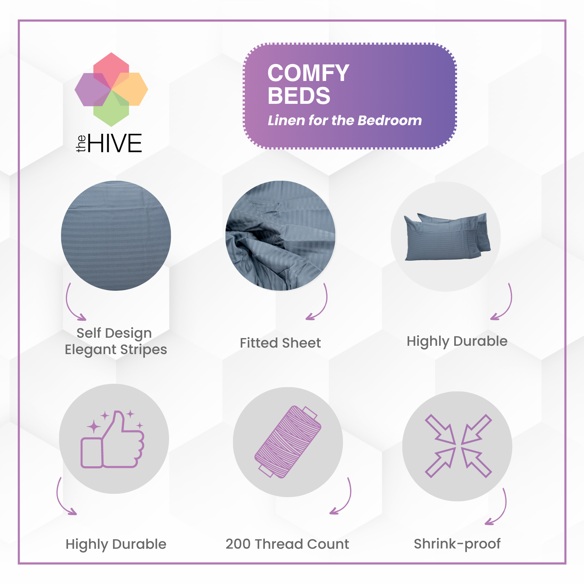 Comfy Beds Double Fitted Sheet Stone Grey,152x198cm