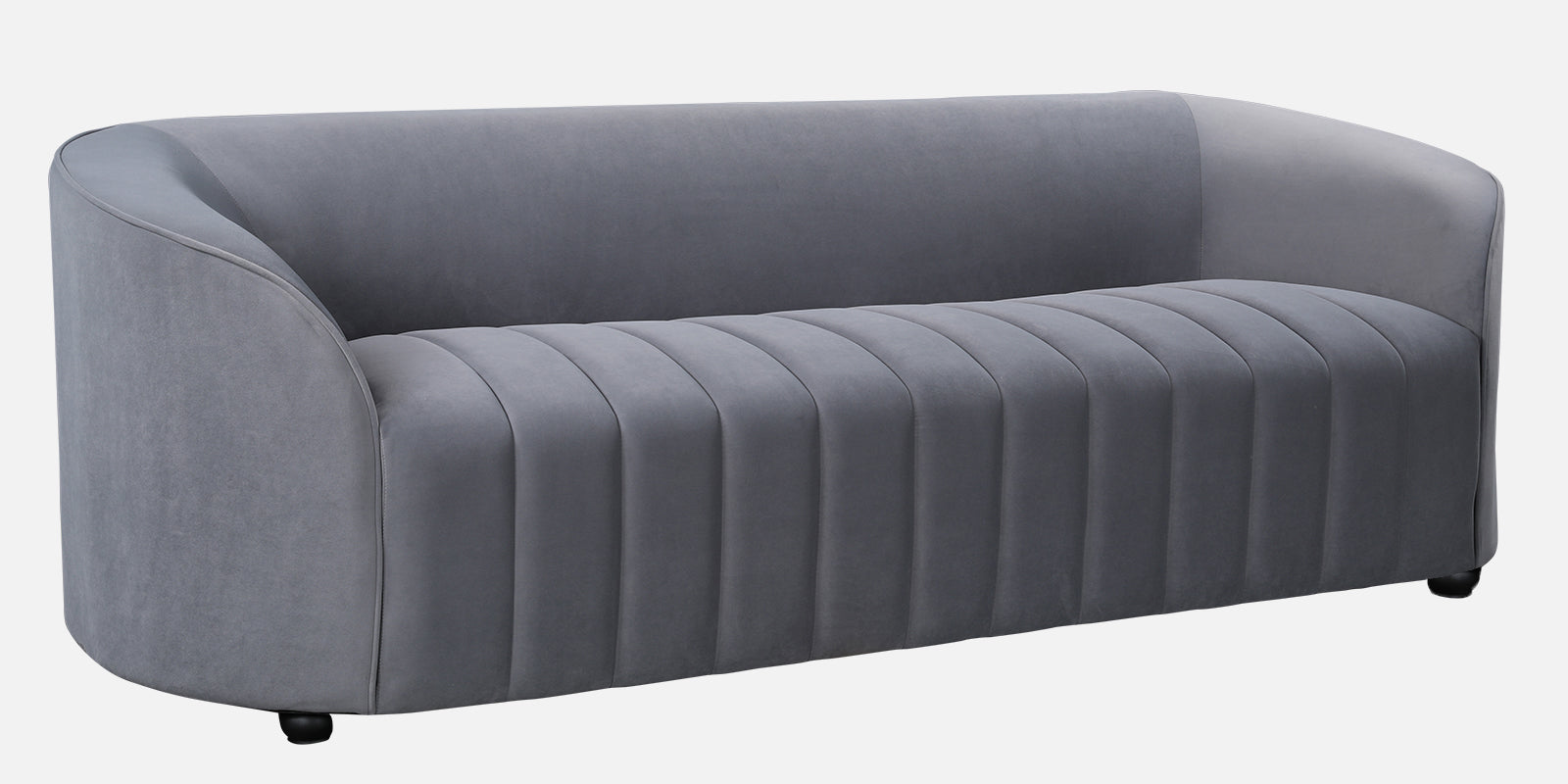 Elise Velvet Fabric Three Seater Sofa in Dark Grey Colour