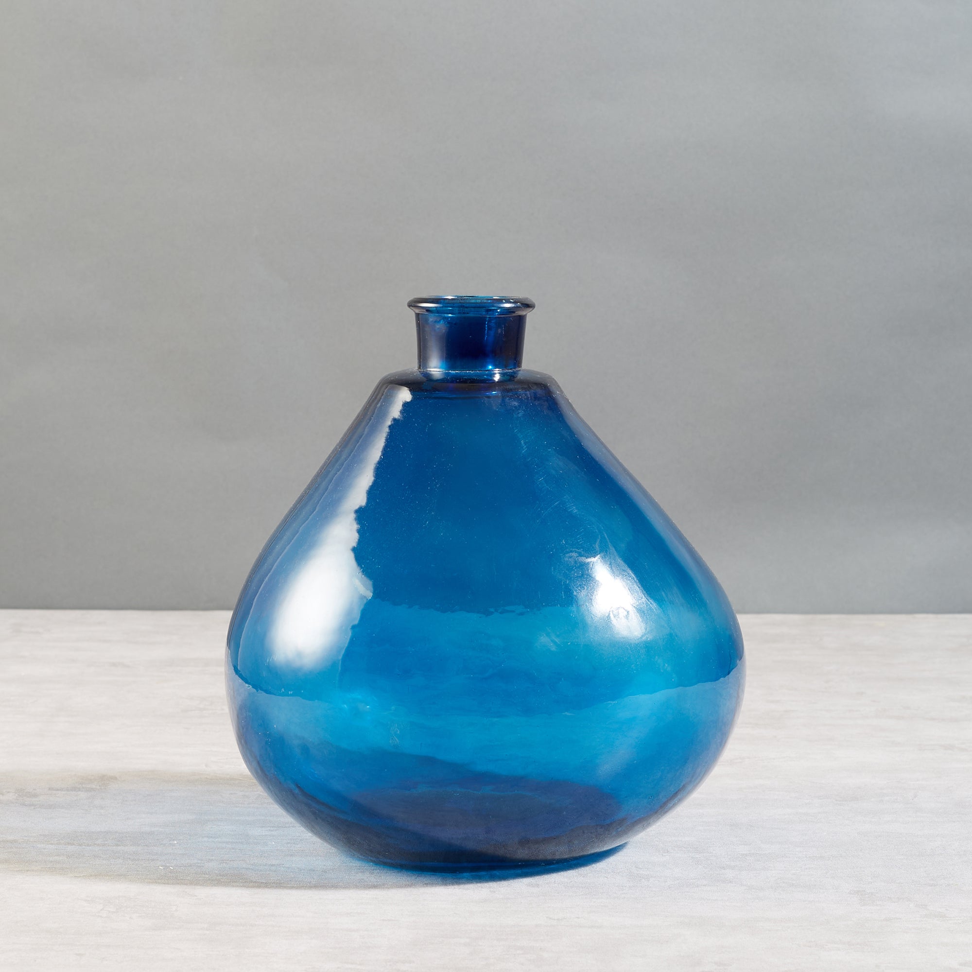 Phiona Glass Modern Organic Shapped Handcrafted Vase 32 Cm in Indigo Colour