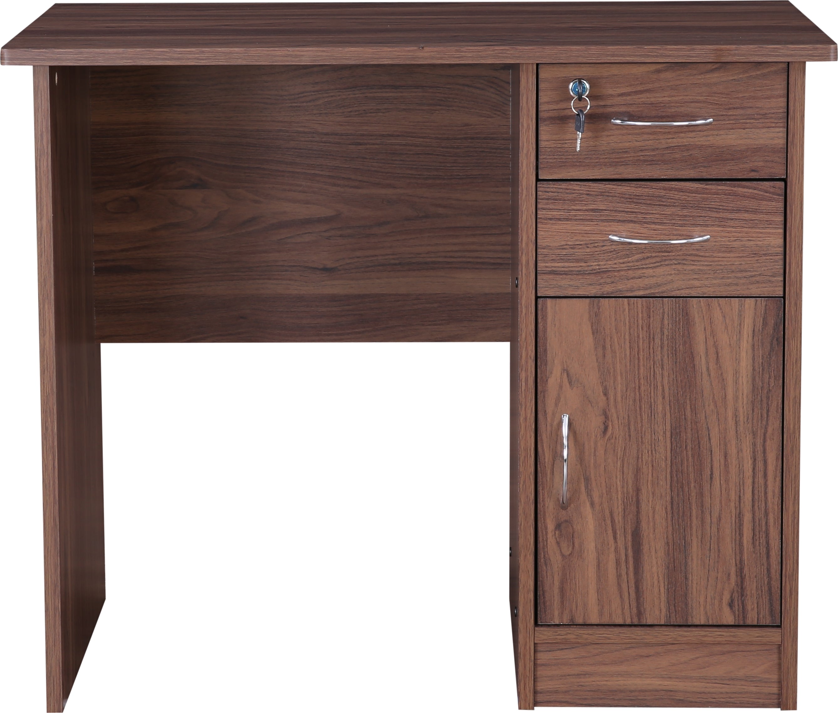 Simply Study Table with Three Drawer in Dark Walnut Colour
