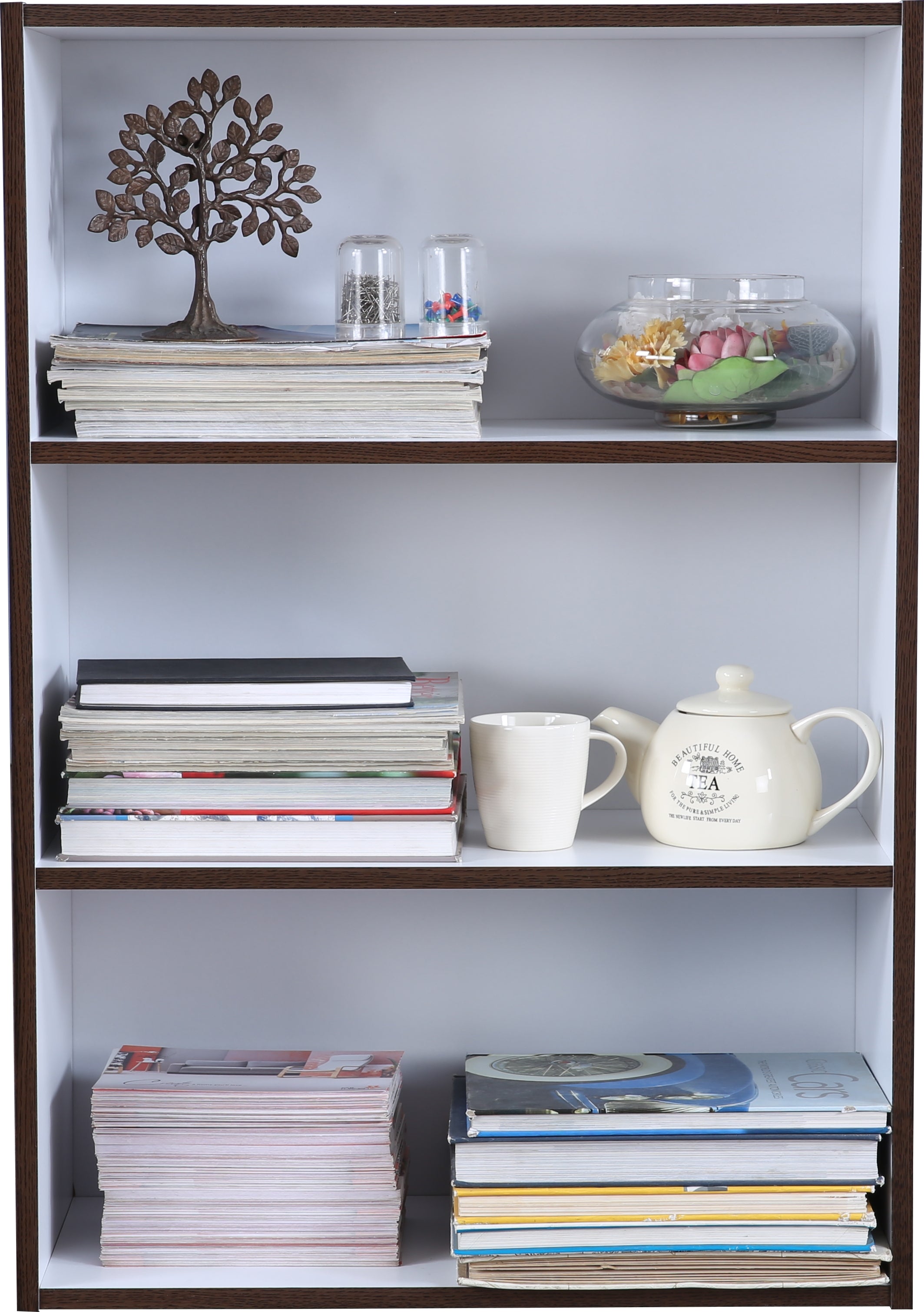 Mezzola Engineered Wood 3 Tier Bookshelf Large in Wenge Colour
