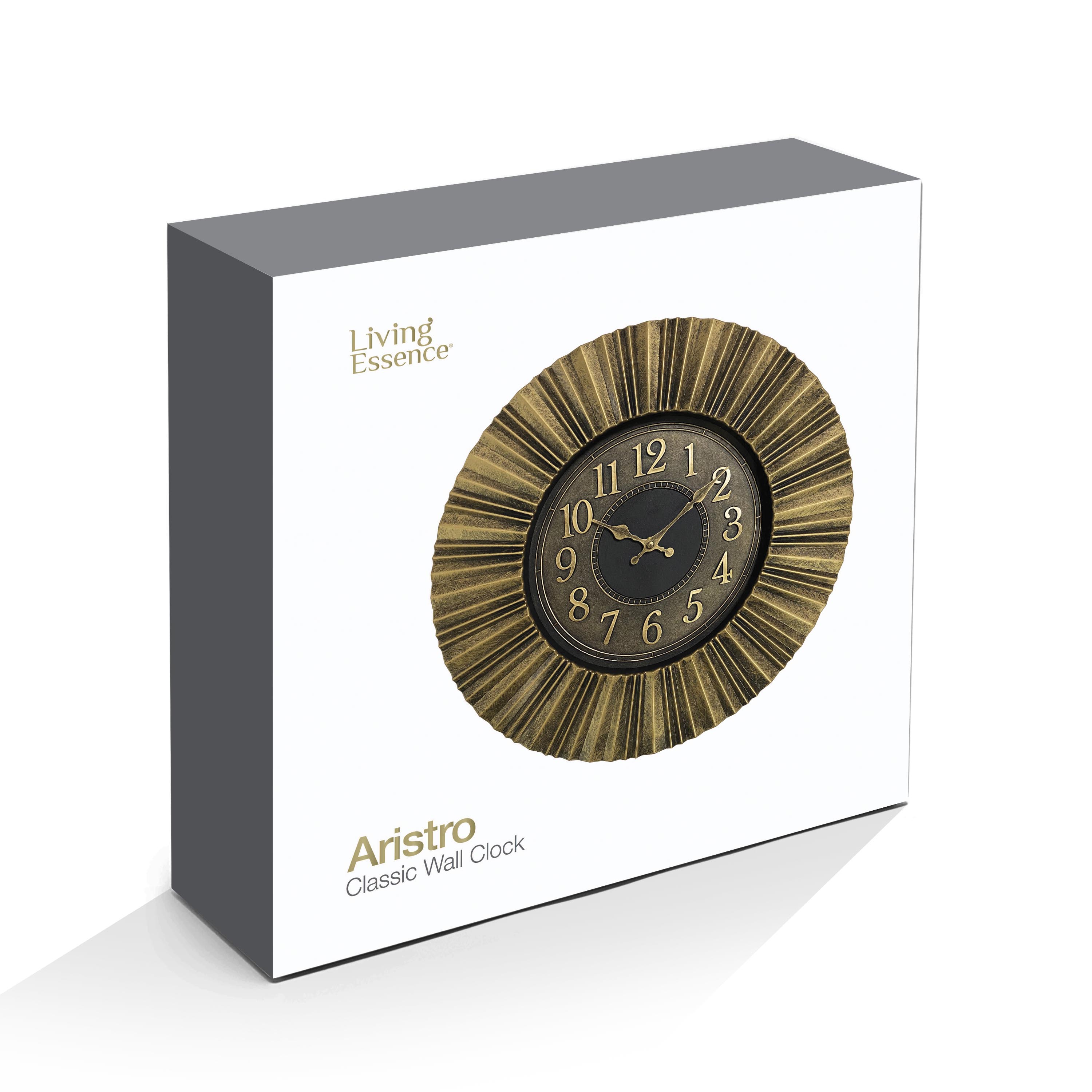 Aristo Rays Rim Classic Wall Clock, Diameter 40cm in Gold Colour