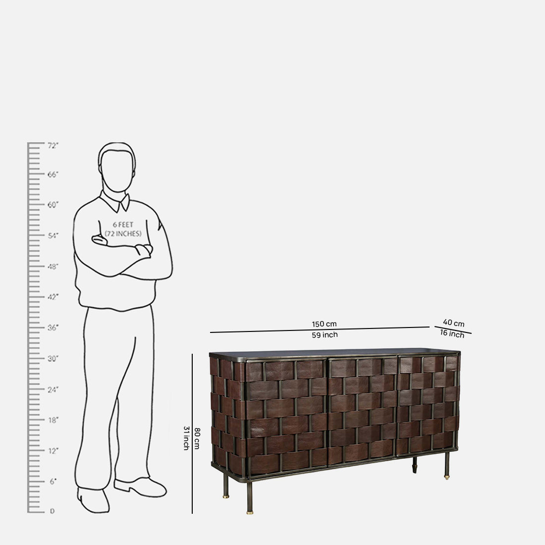 Theodore Metal Sideboard in Walnut Colour