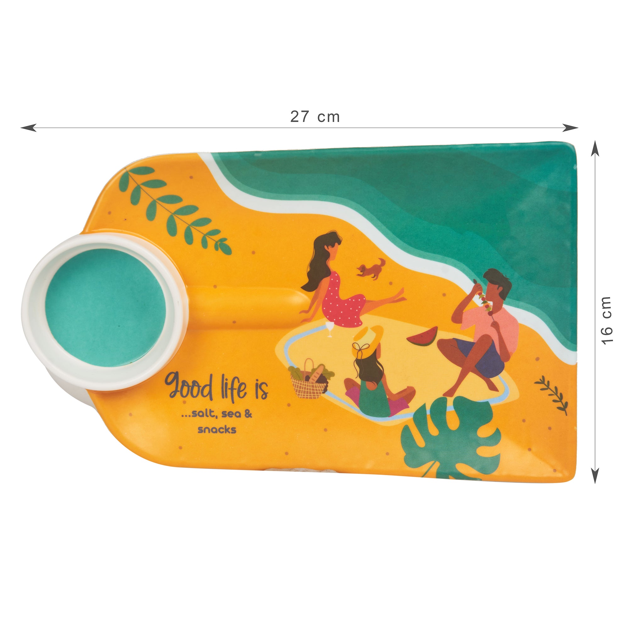 Good Life Melamine Serving Platter with Dip Bowl in Multi Colour