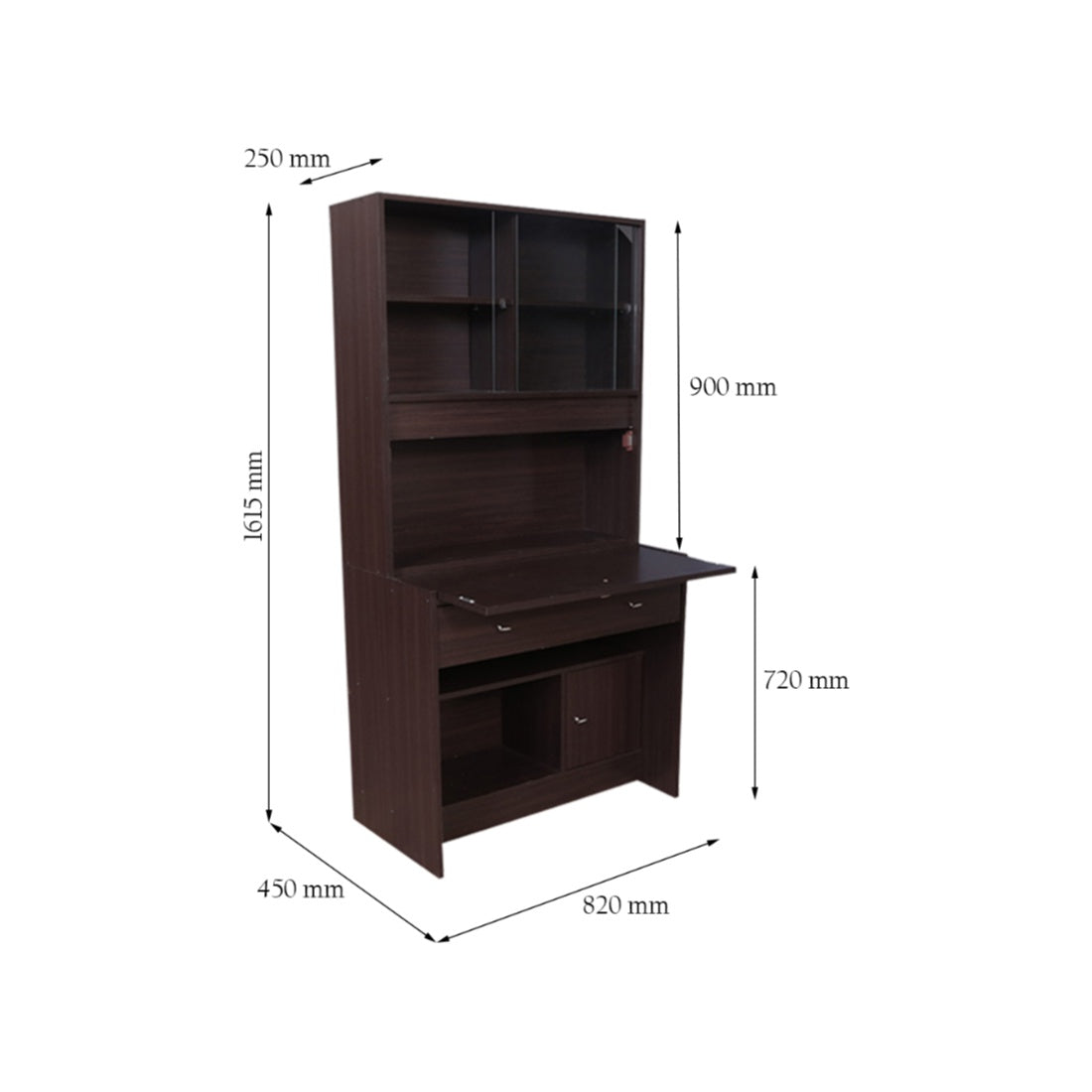 Gleam Study Table in Walnut Colour