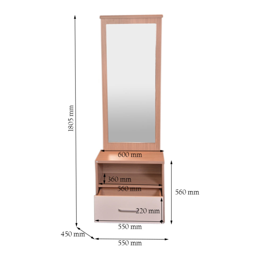 Ambra Dressing Table With Full Mirror