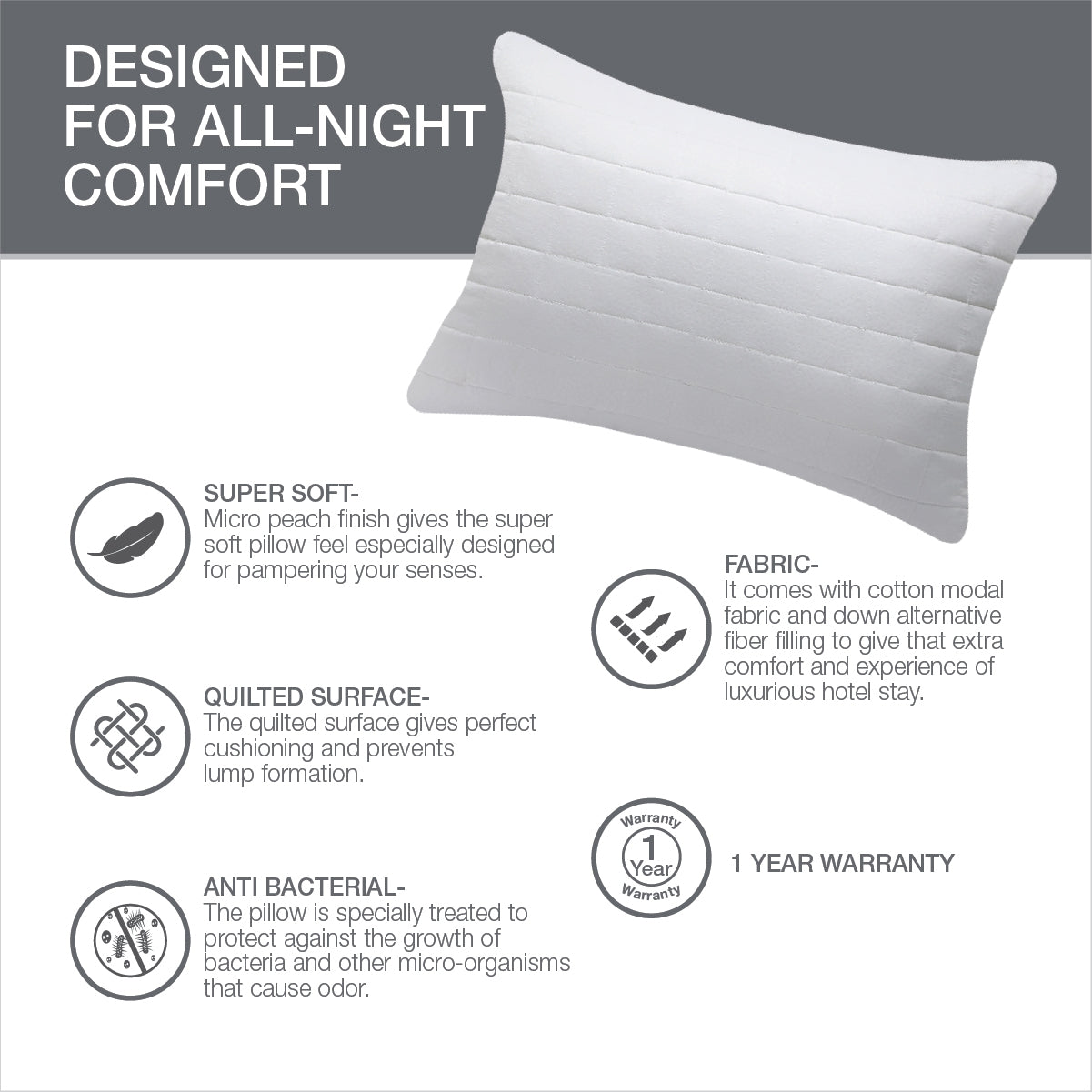 Luxuria Pillow 46X68 Cm in White Colour by Living Essence