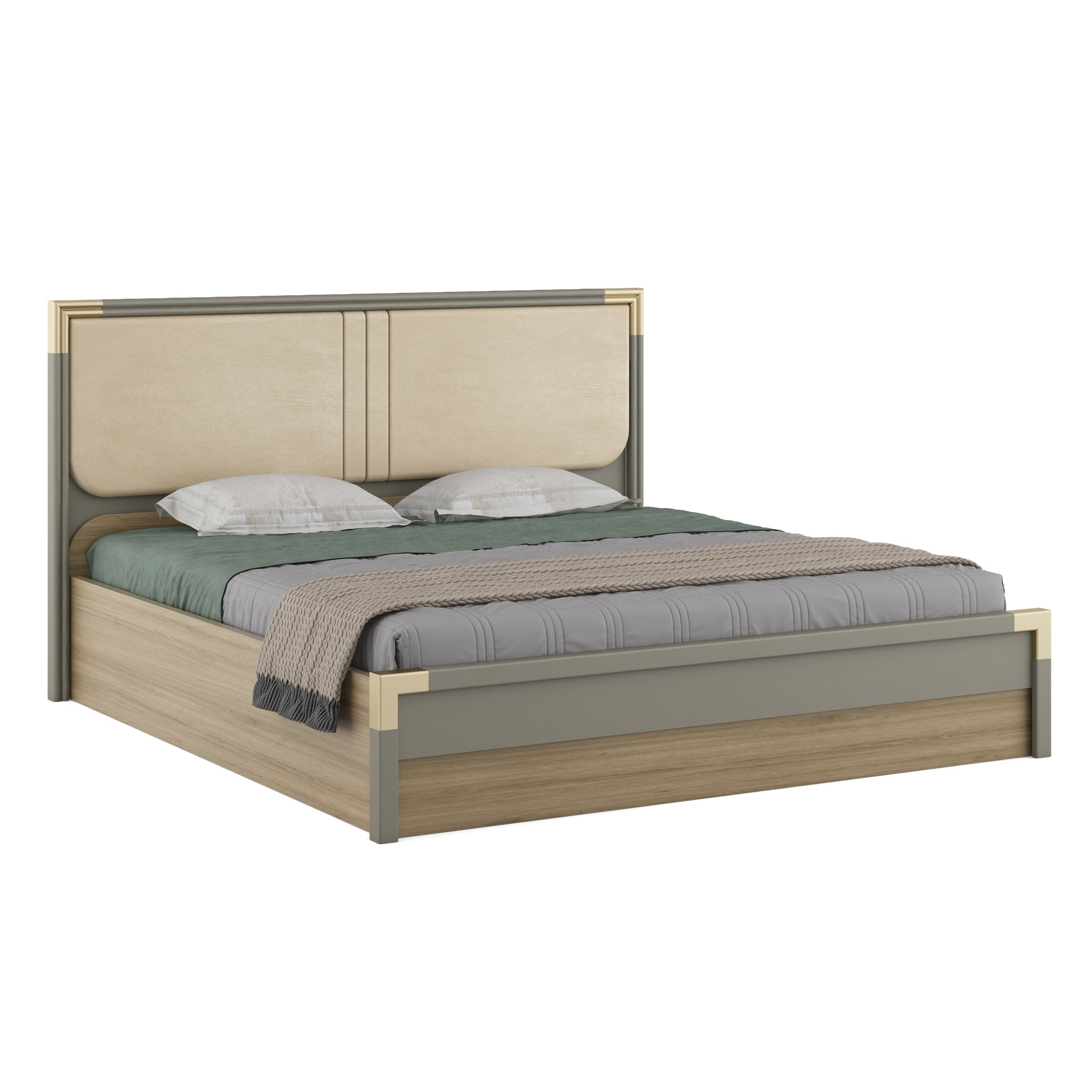 Asa Engineered Wood King Bed in Santana Oak Colour