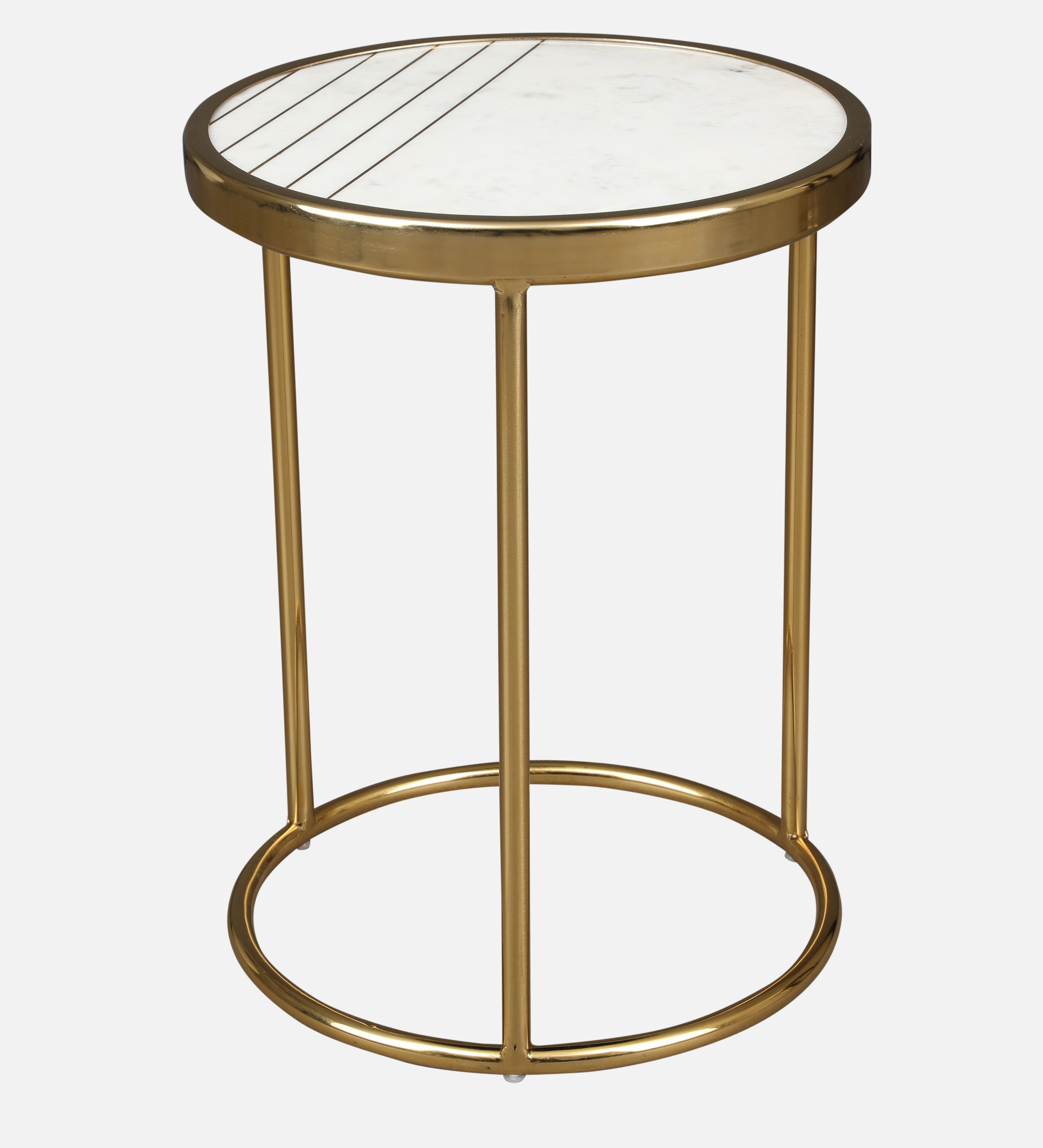 Netanya Metal Table in Gold & White Colour