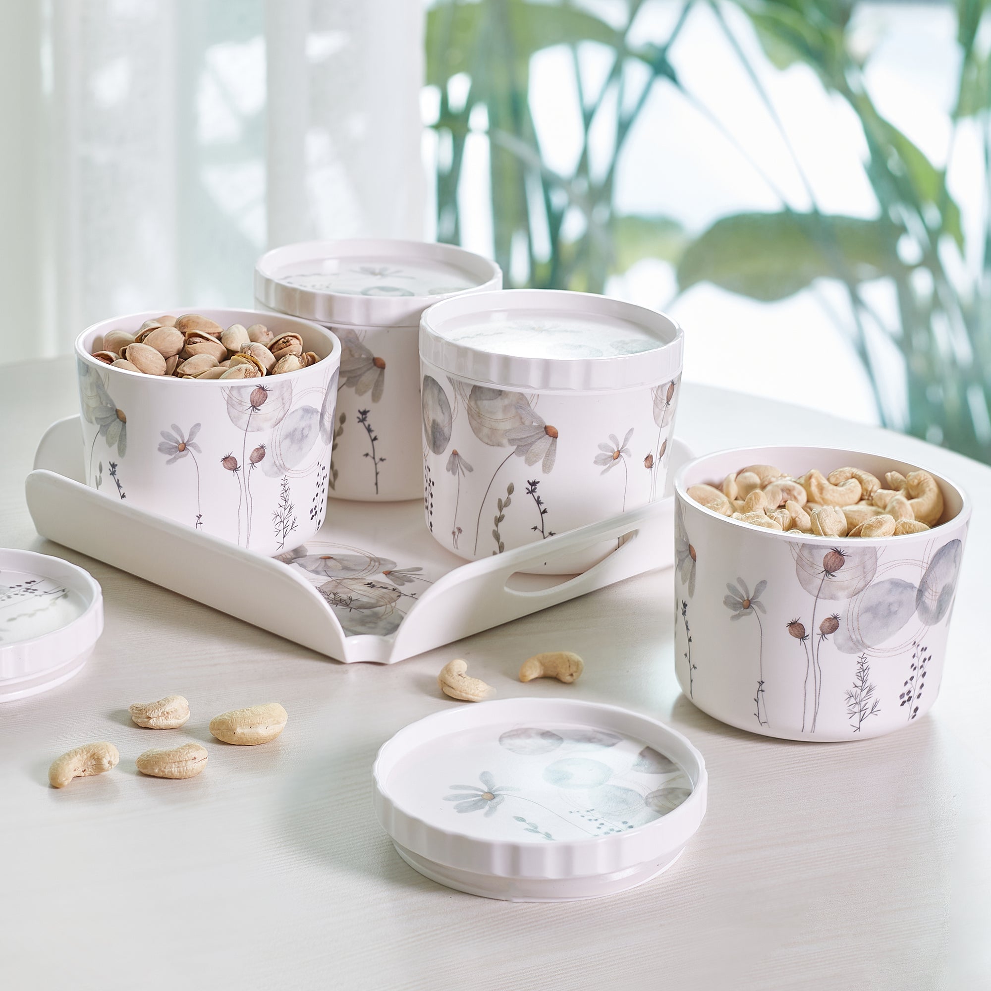 Zinnea Melamine Serving Set of 5 in Multi Colour by Servewell