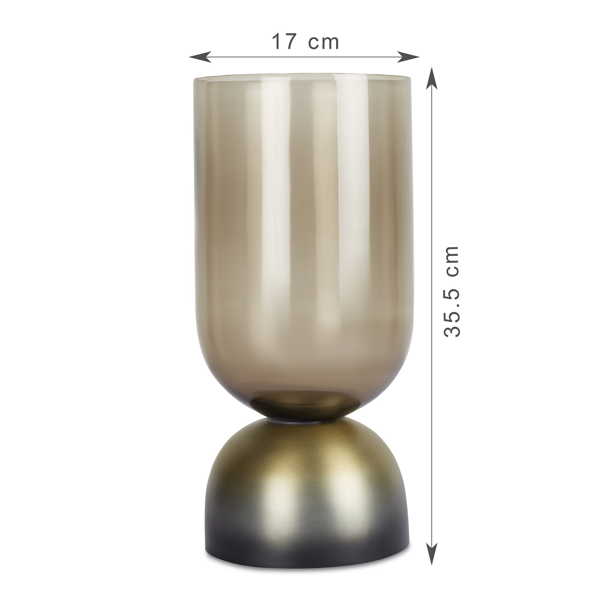 Zeus Iron and Glass Ombre Chimney Hurricane 17x35 Cm in Antique Gold & Black Colour