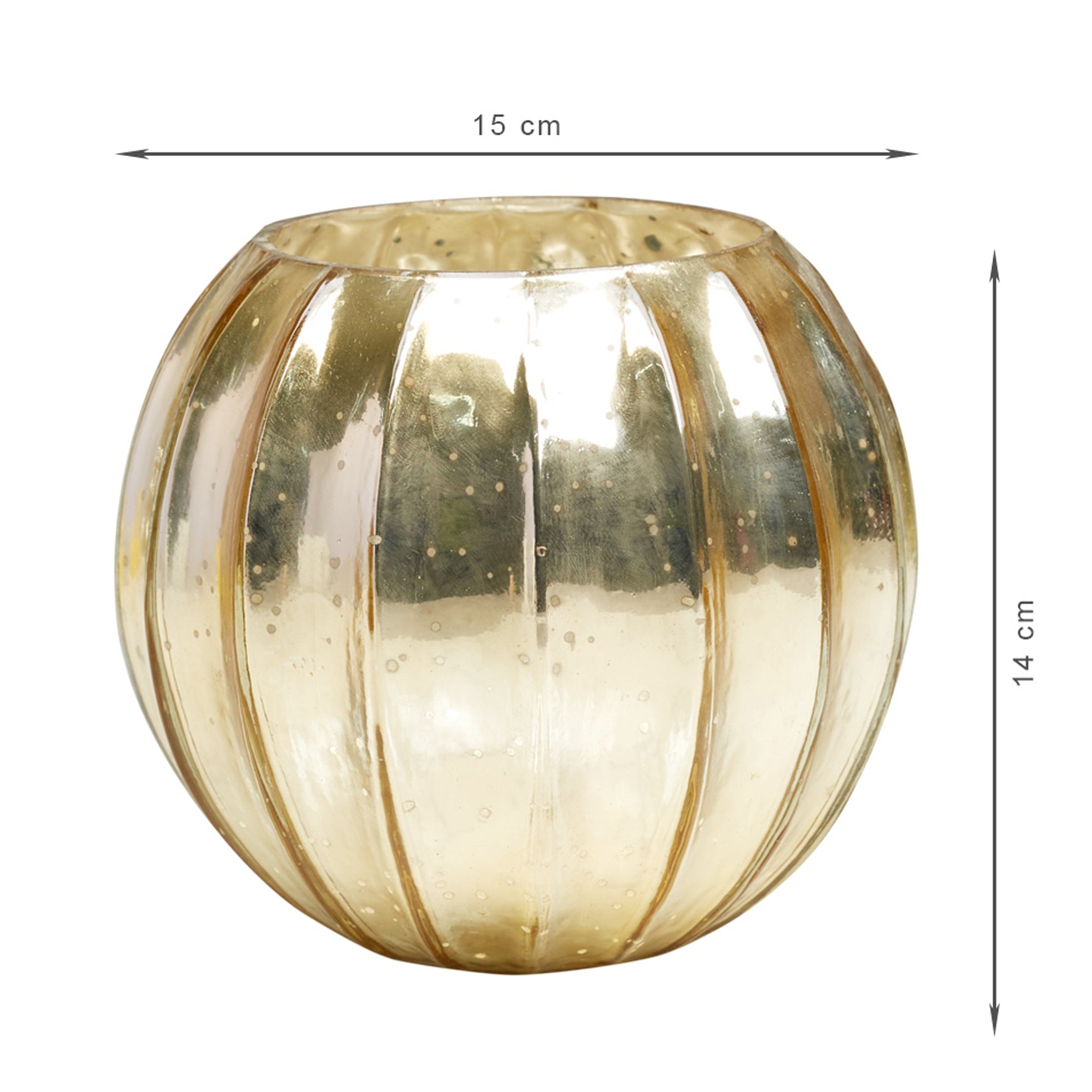 Phiona Glass Pumpkin Handcrafted Mercury Votive 14 Cm in Gold Colour
