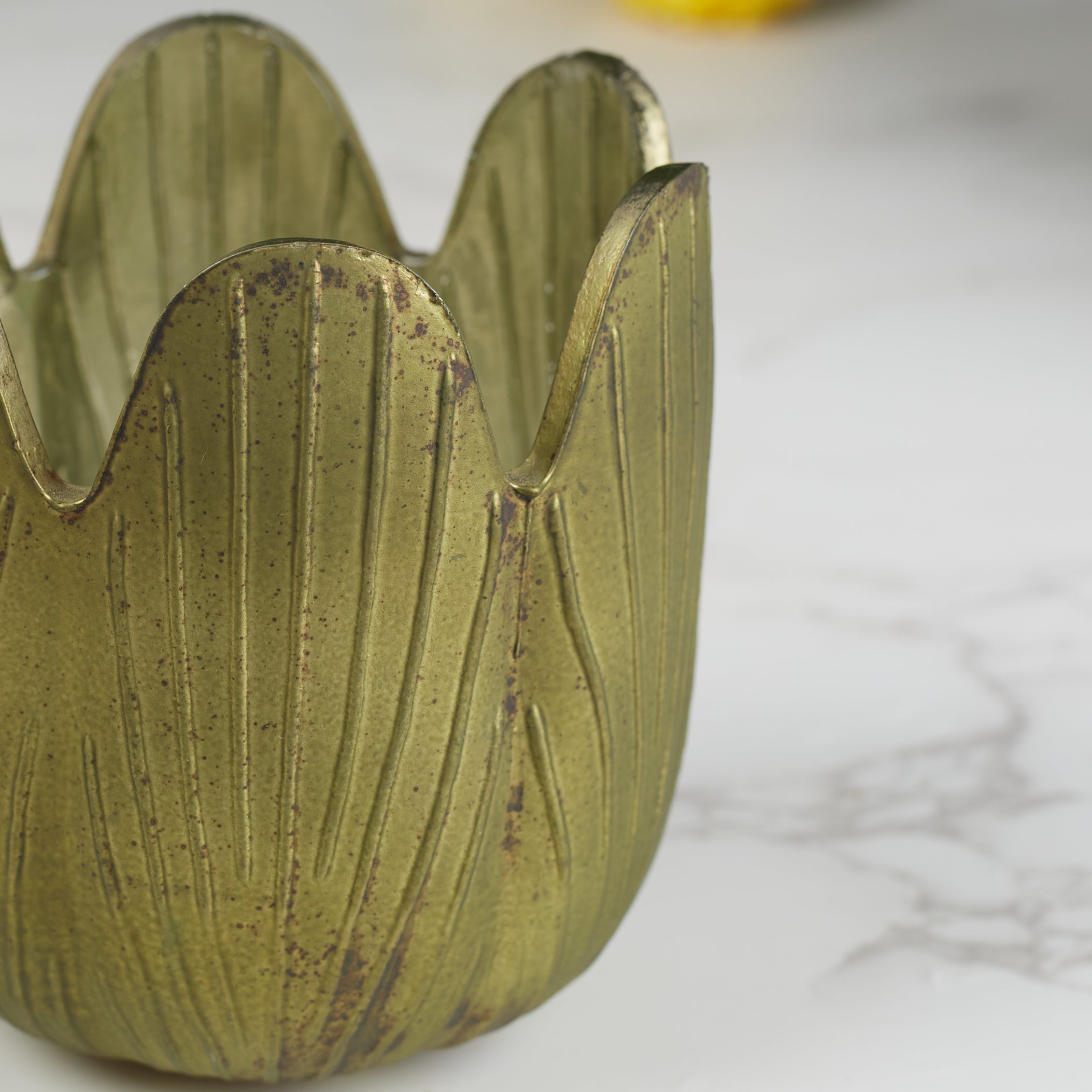 Phiona Glass Lotus Inspired Handcrafted Votive 70 Cm in Emerald Colour