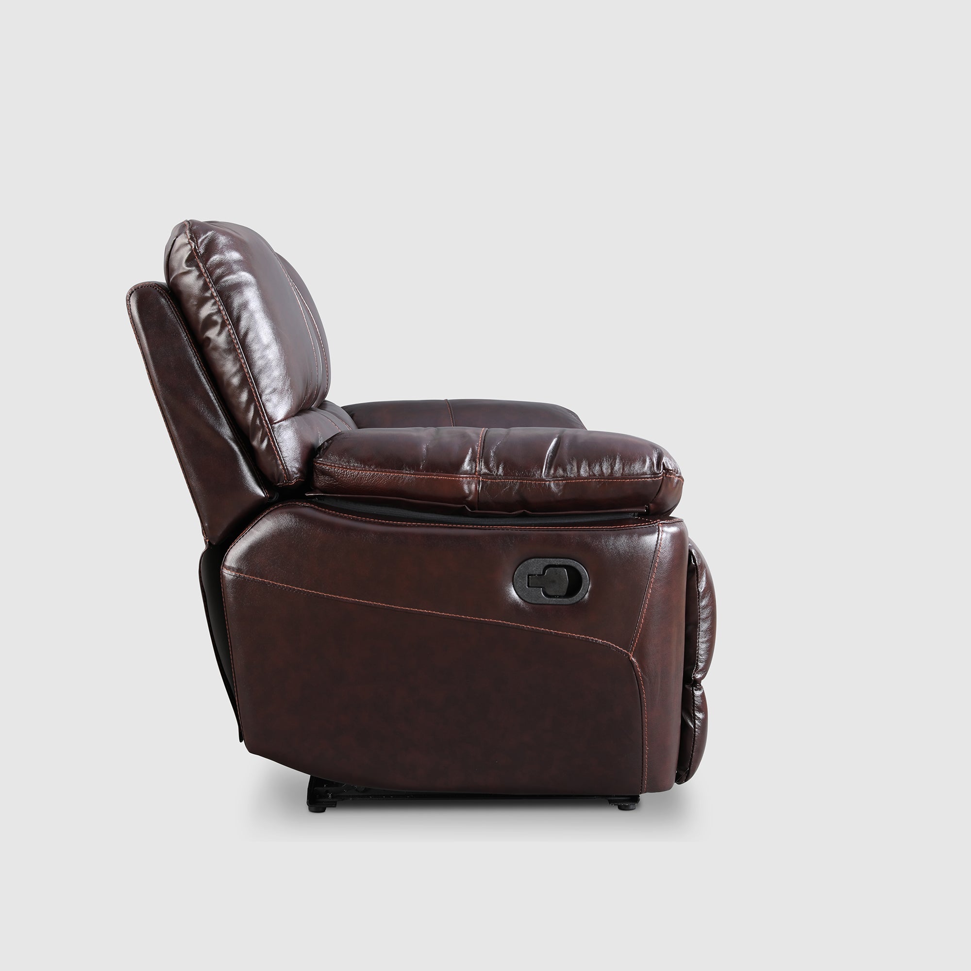 Charles Half Leather Two Seater Recliner in Burgundy Colour