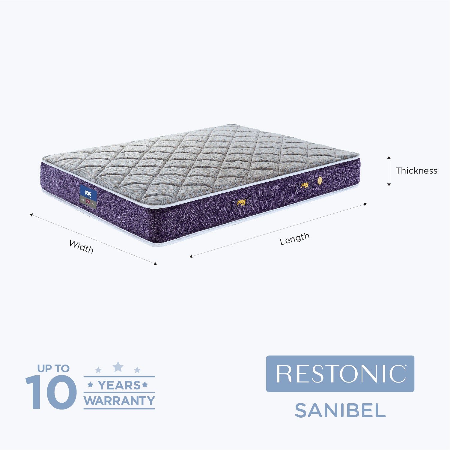 Restonic Sanibel Bonnel Spring Single Mattress 75x36x6 Inch in Beige Colour