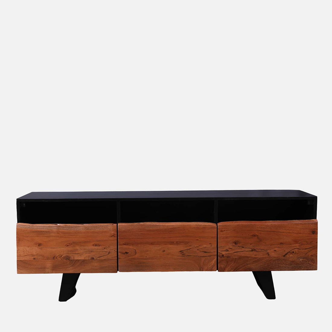 Arduous Acacia Wood Low Height Tv Unit in Brown Colour