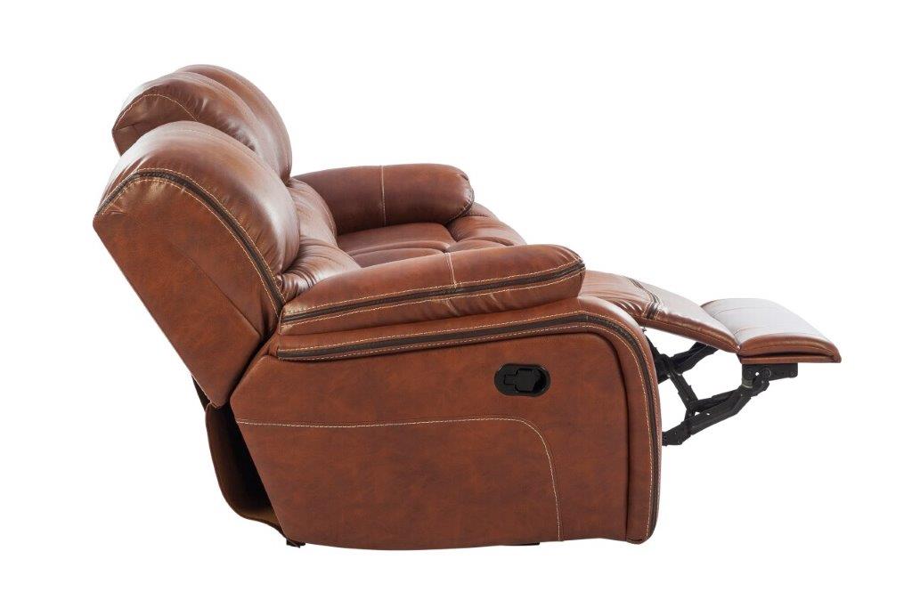 Tigris Leatherette Three Seater Recliner in Brown Colour