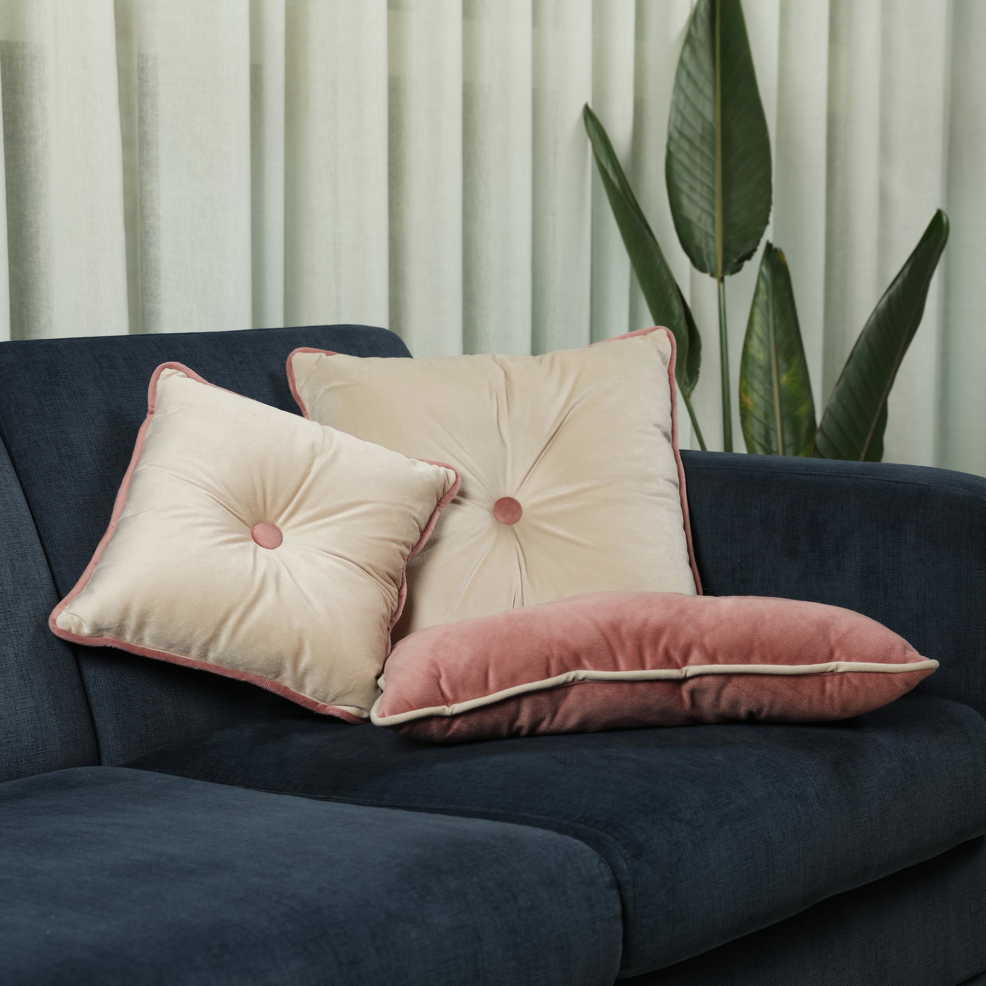 Velvet Solid Dori Filled Cushion Rose, 30X45cm