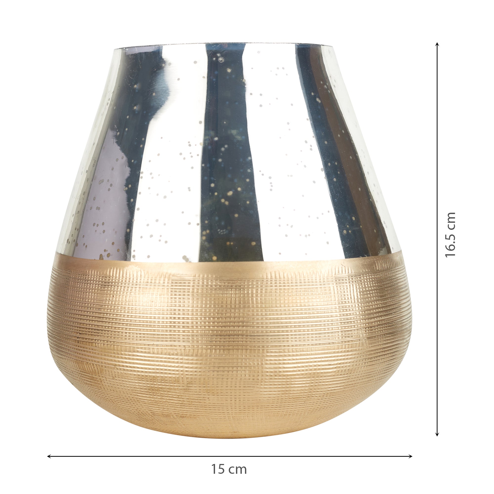 Phiona Glass Textured Handcrafted Mercury Vase 16 Cm in Gold Colour