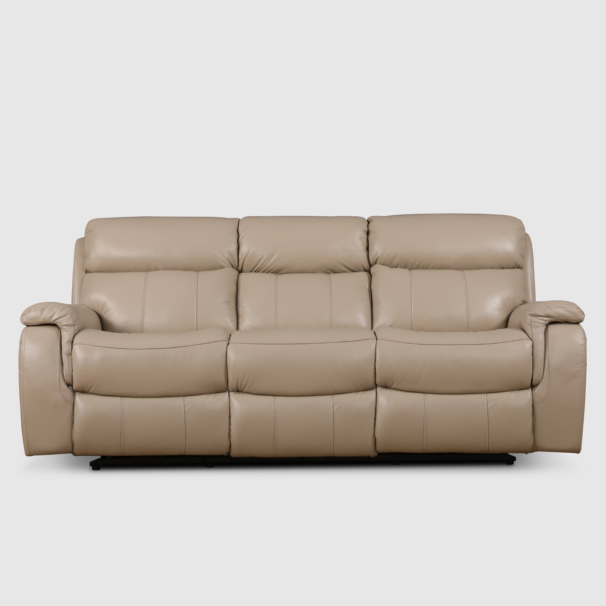 Plush Leather Three Seater Electric Recliner in Beige Colour