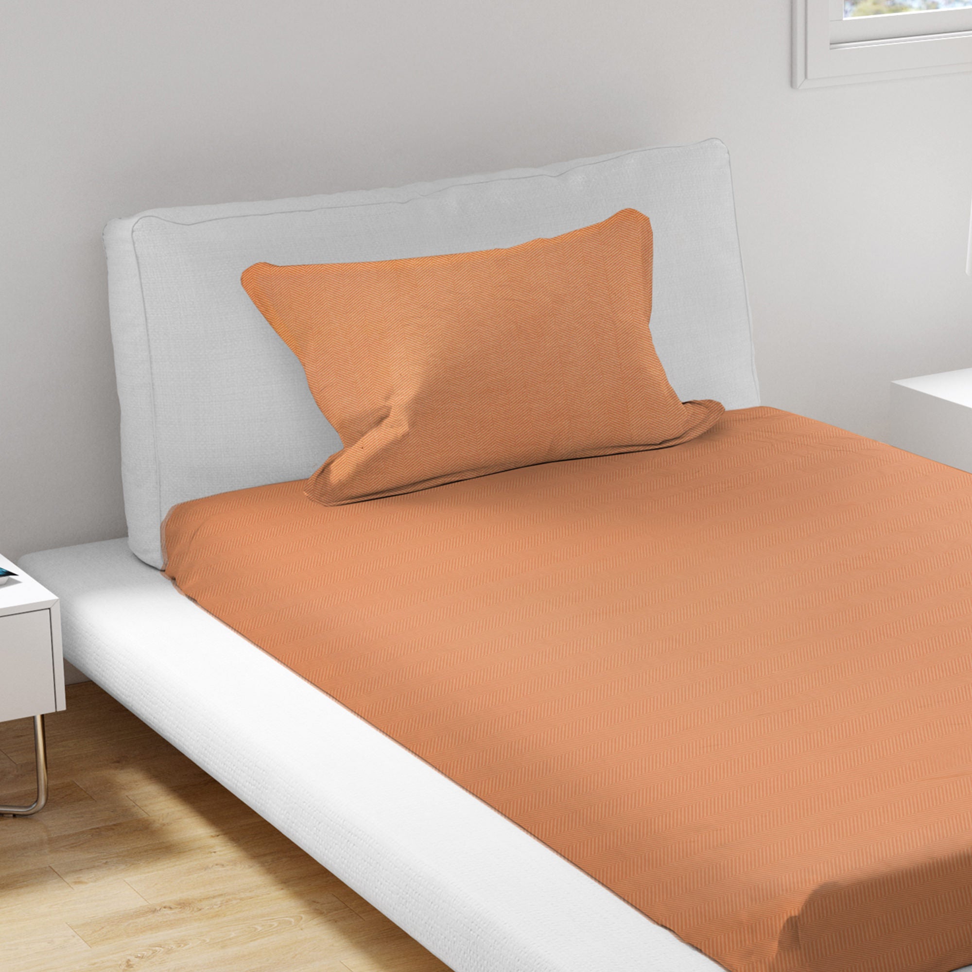 Emilia 100% Cotton Single Bedsheet in Coral Colour