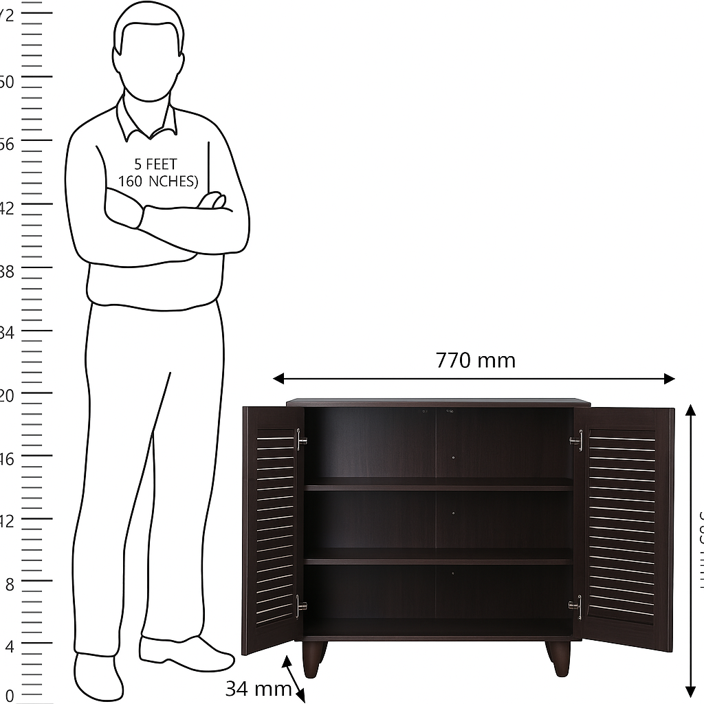 Kaira Engineered Wood Shoe Rack in Wenge Colour