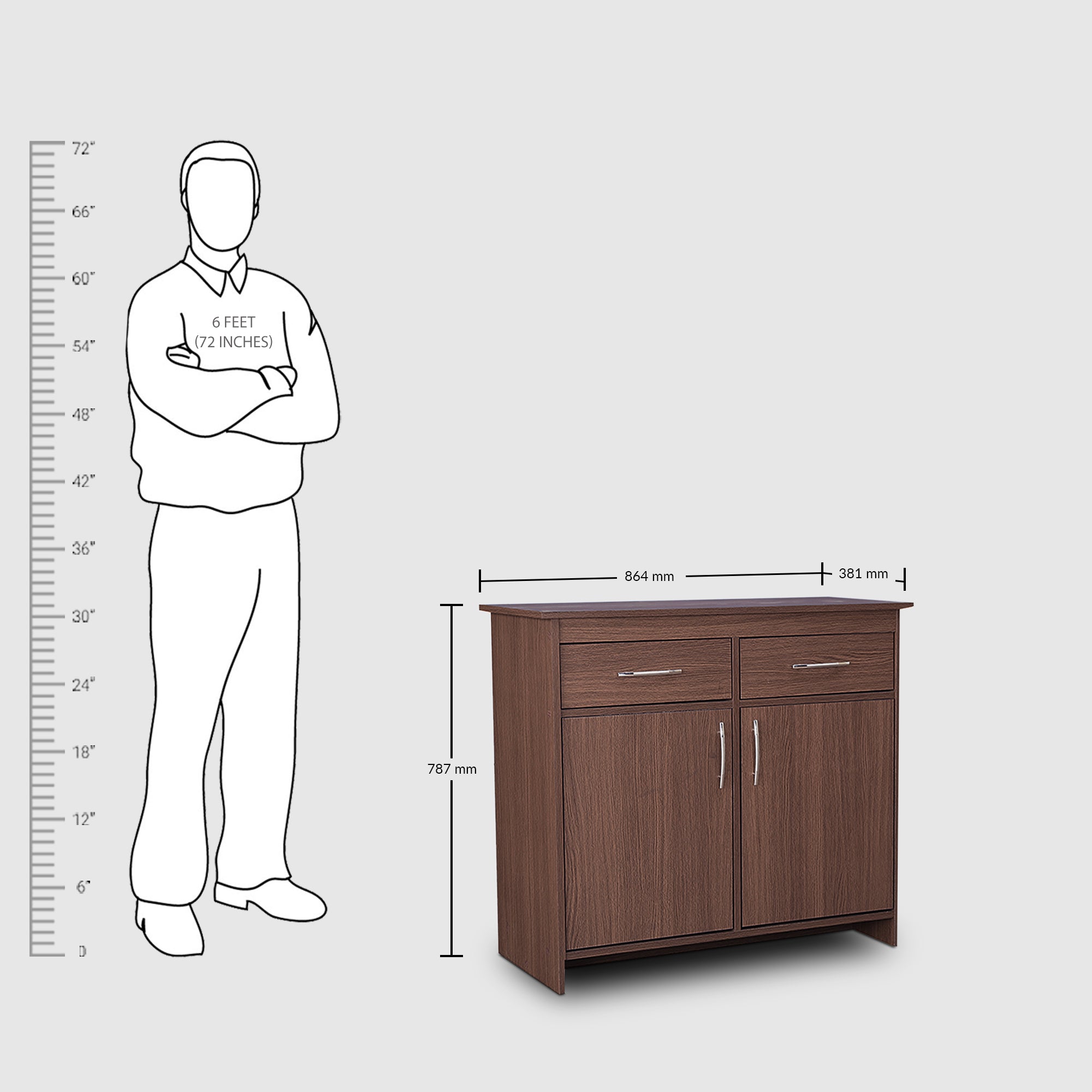 Albert Engineered Wood 2 Door Cabinet in Oak Colour